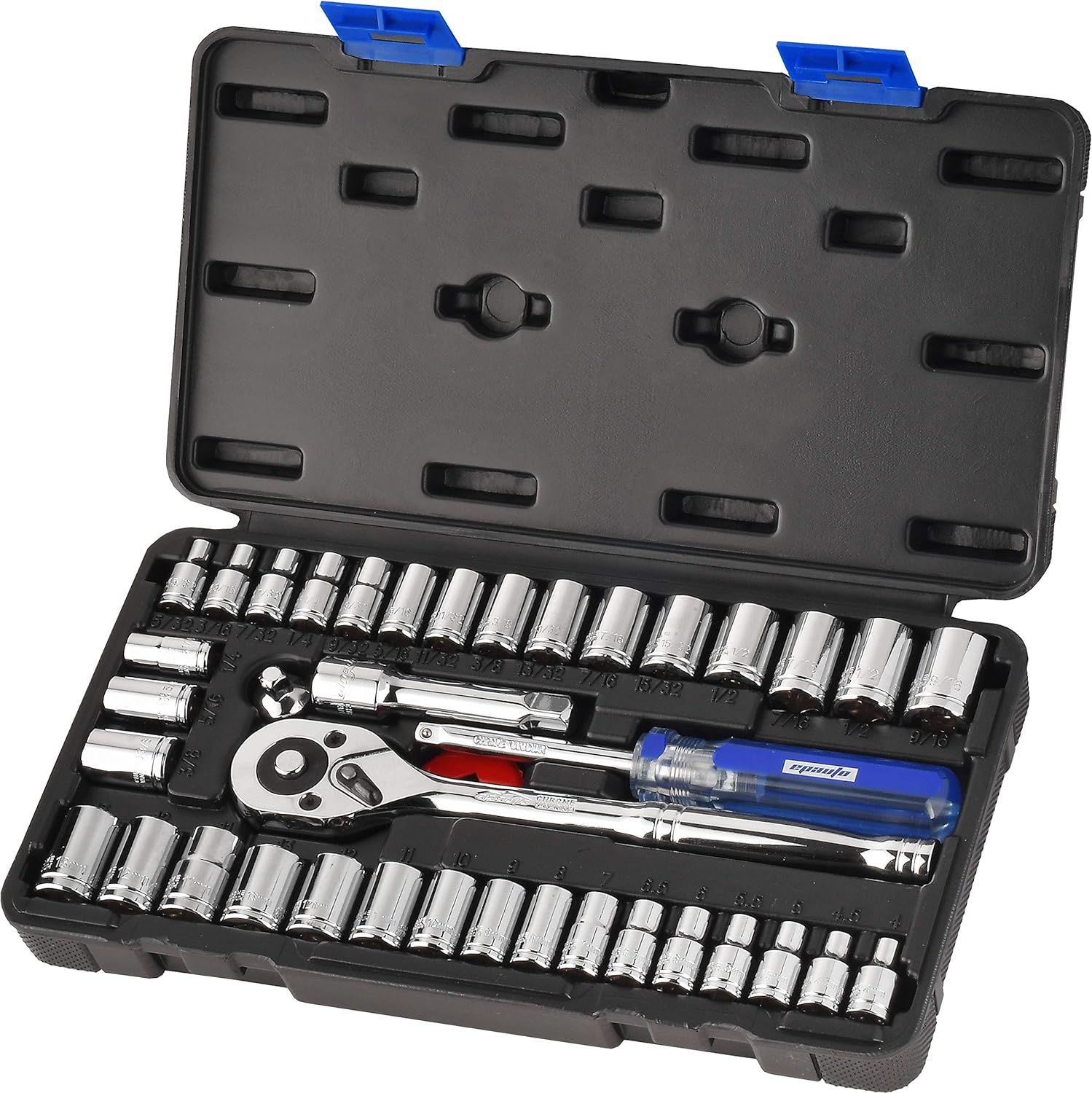 EPAuto 40 Pieces 1/4Inch & 3/8Inch Drive Socket Set with 72 Tooth