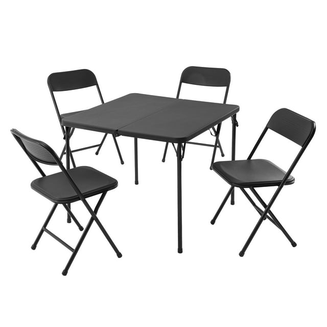 Mainstays 5 Piece Resin Card Folding Table and Four Folding Chairs Set ...