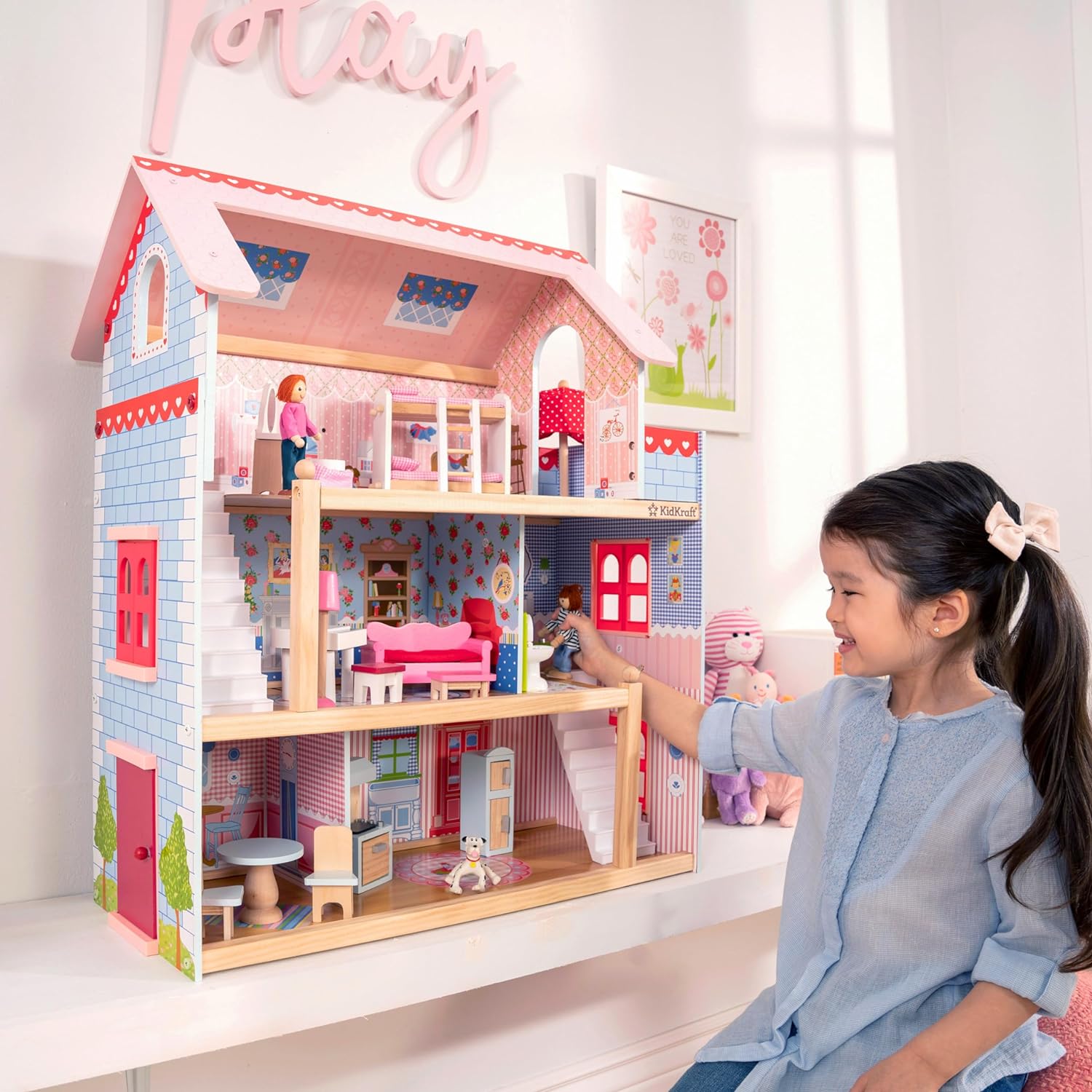 KidKraft Chelsea Doll Cottage Wooden Dollhouse with 16 Accessories