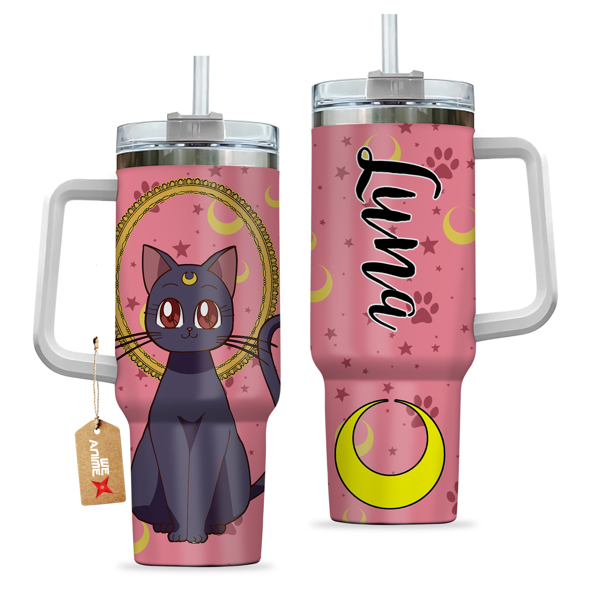 Luna 40oz Tumbler Cup With Handle Anime