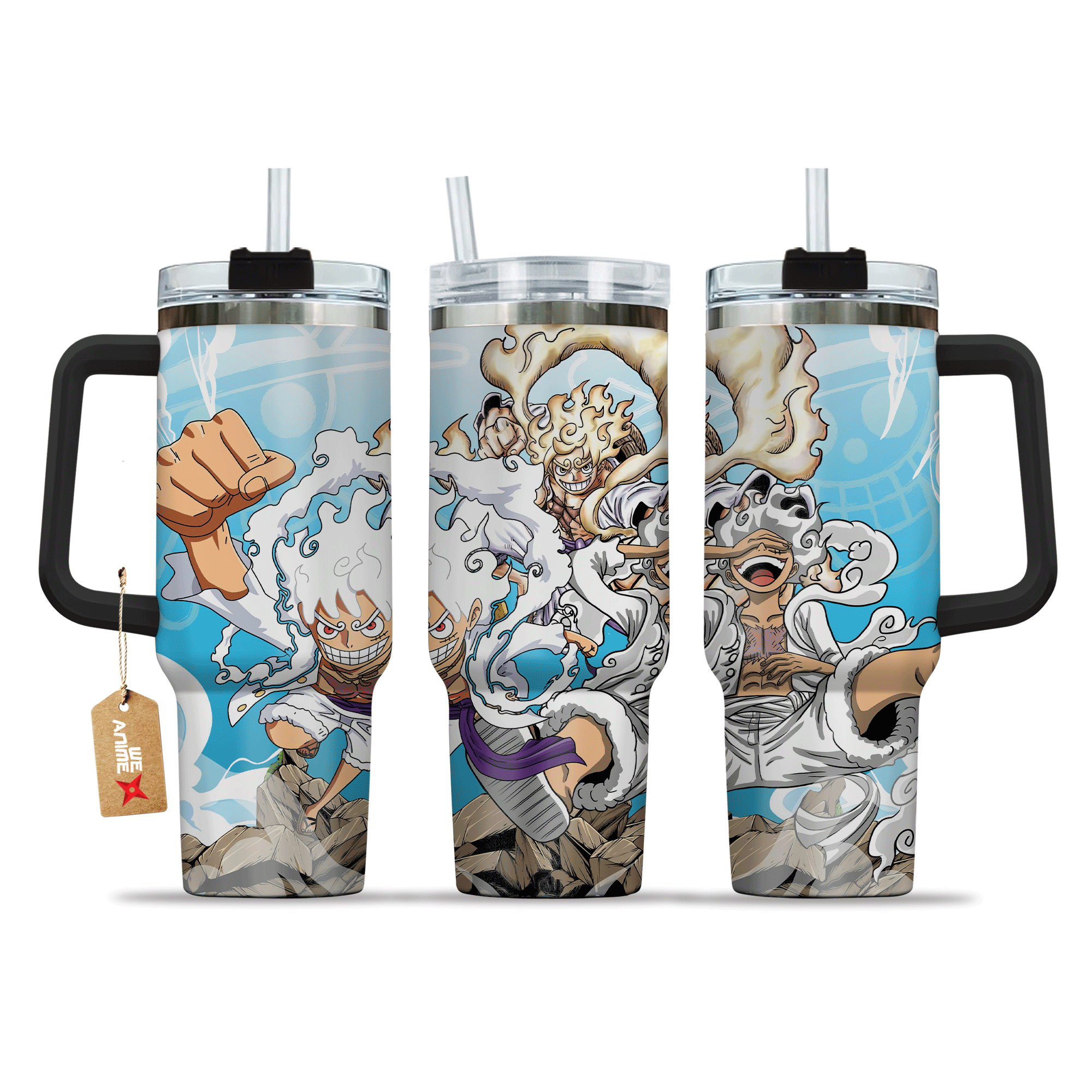 Monkey D. Luffy Gear 5 Nika 40oz Tumbler Cup With Handle Anime Cup