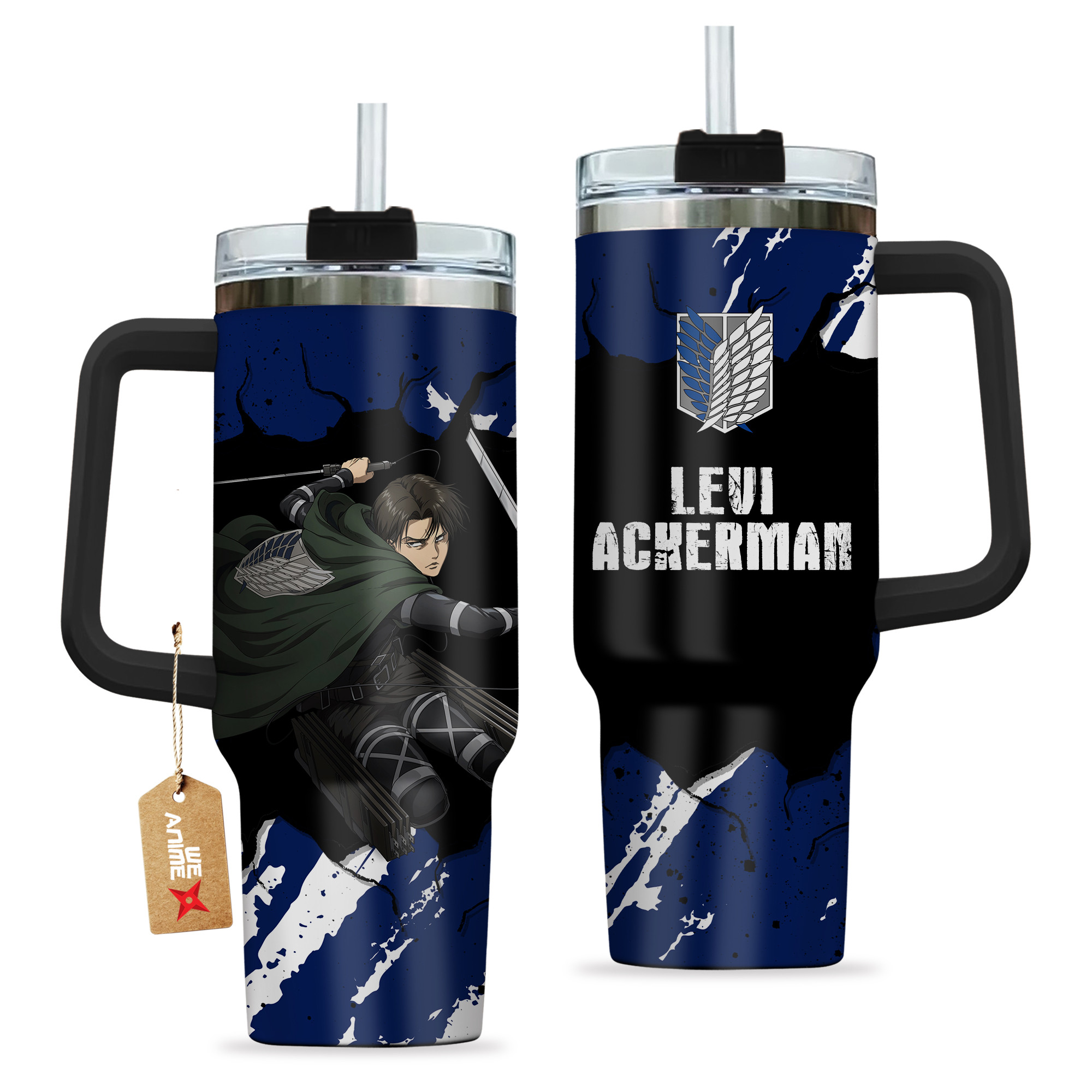 Levi Ackerman 40oz Tumbler Cup With Handle Anime Cup