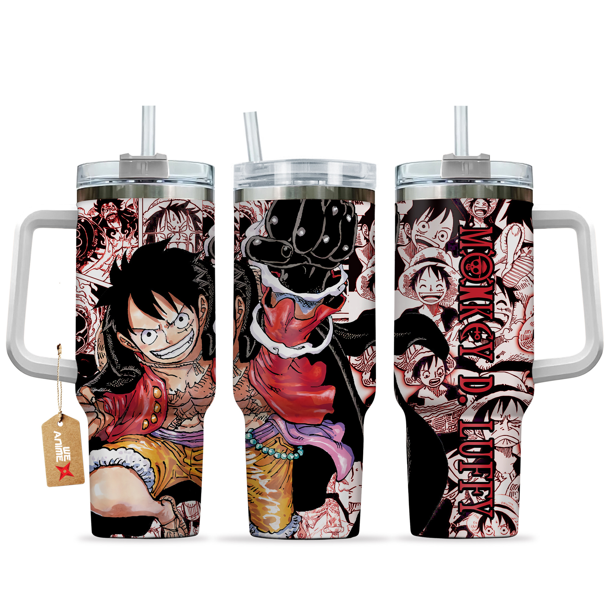 Monkey D Luffy Anime 40oz Tumbler Cup With Handle Manga Art Name