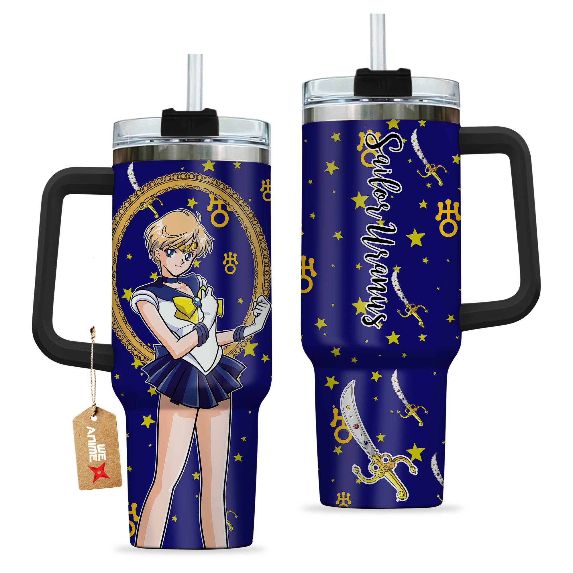 Sailor Uranus 40oz Tumbler Cup With Handle Anime