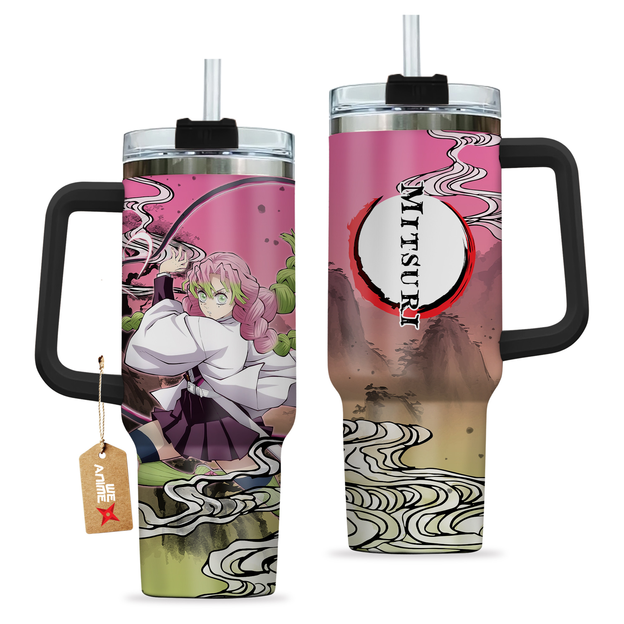 Mitsuri Kanroji 40oz Tumbler Cup With Handle Anime Cup