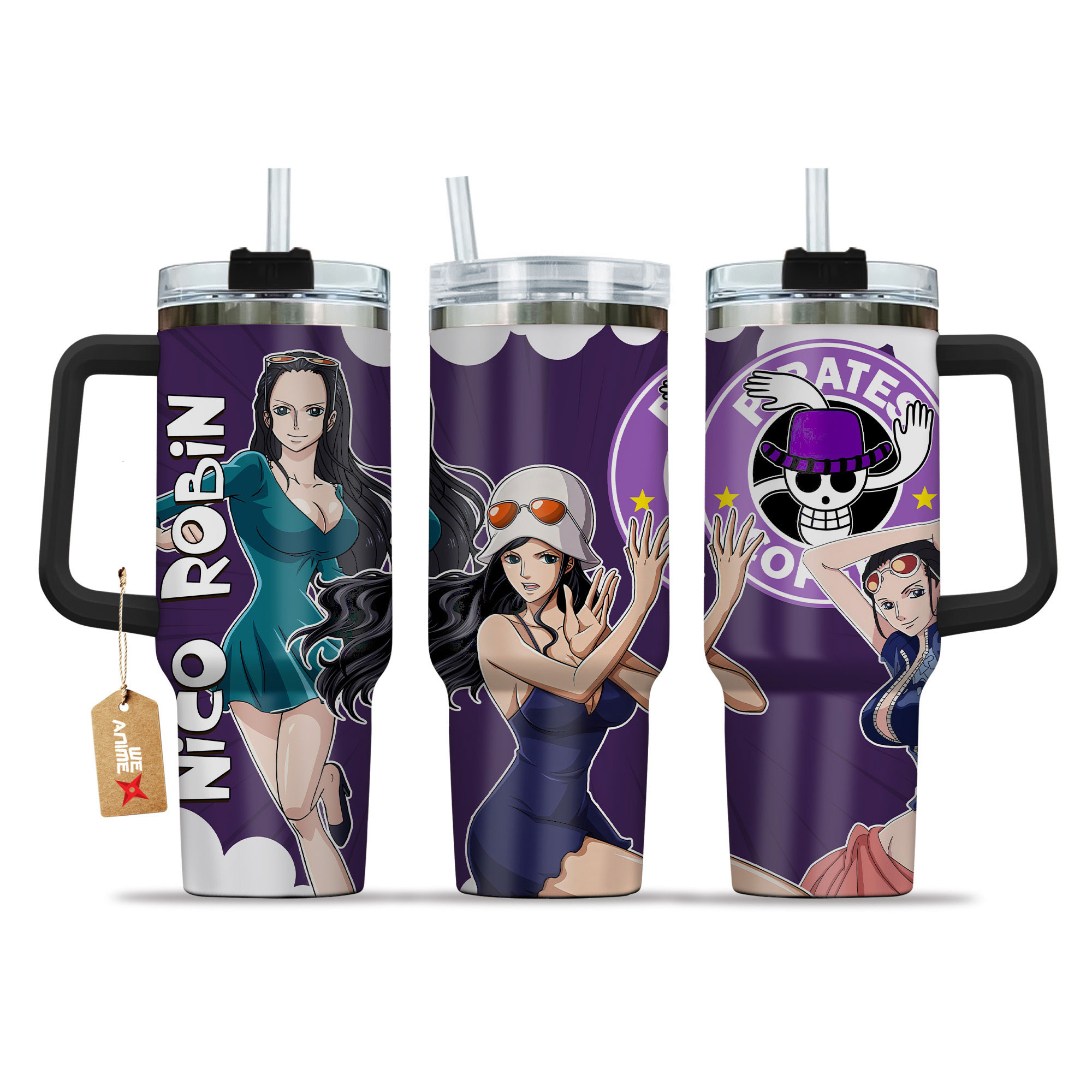 Nico Robin Name Coffee 40oz Tumbler Cup With Handle Anime