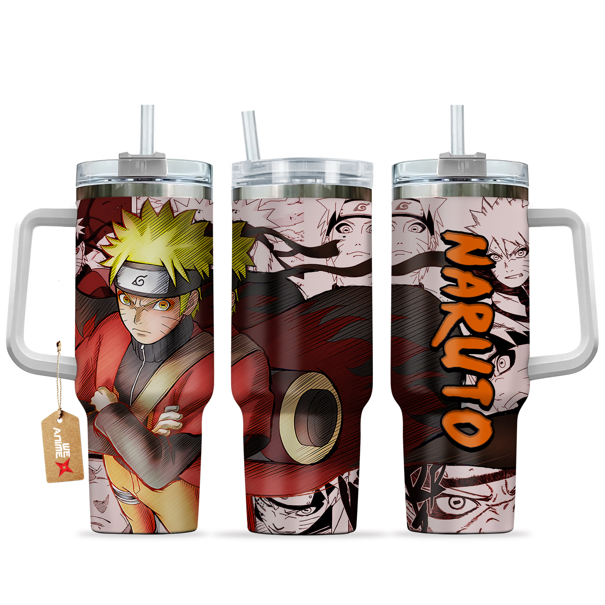 Naruto Uzumaki Sage Anime 40oz Tumbler Cup With Handle Manga Art Name