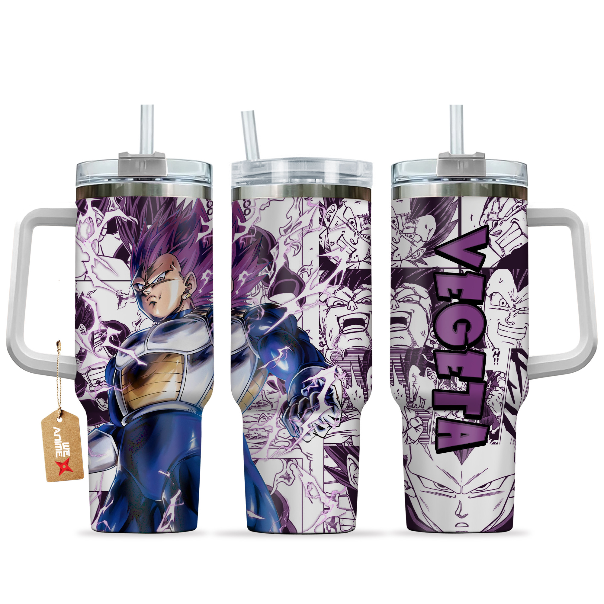 Vegeta Ultra Ego Anime 40oz Tumbler Cup With Handle Manga Art Name