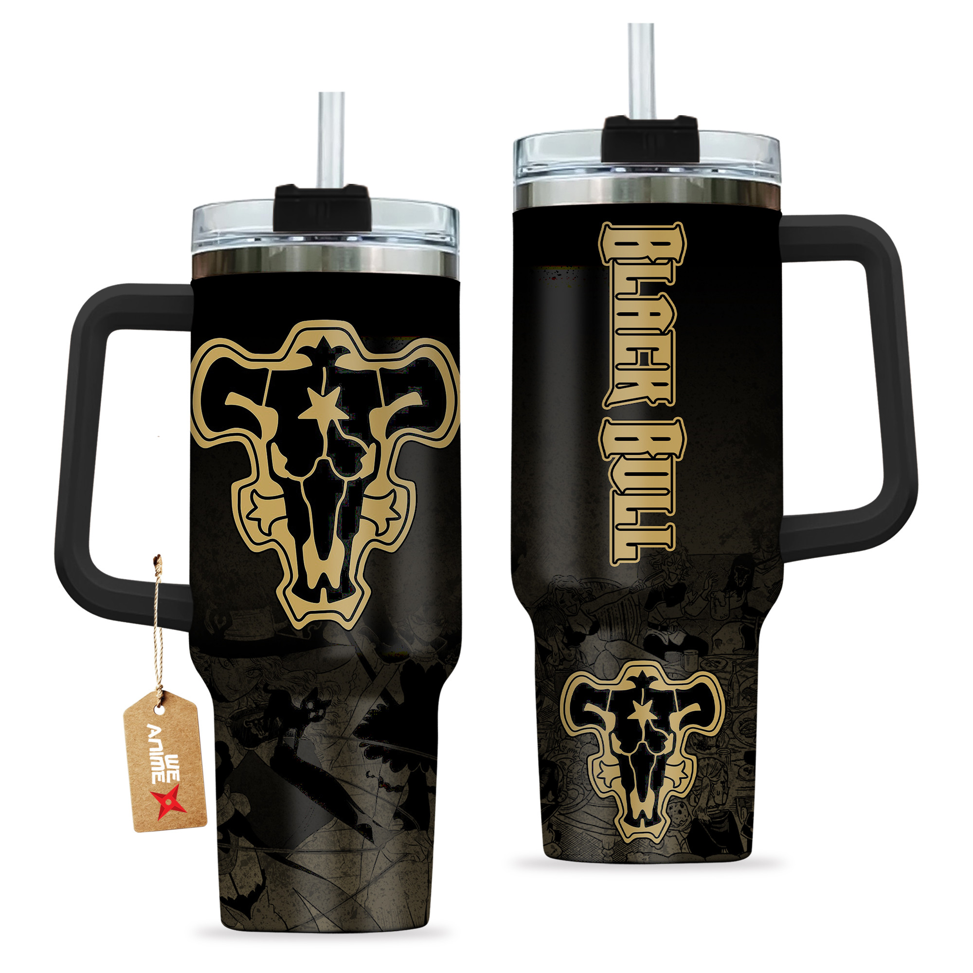 Symbols Black Bull 40oz Tumbler Cup With Handle Anime