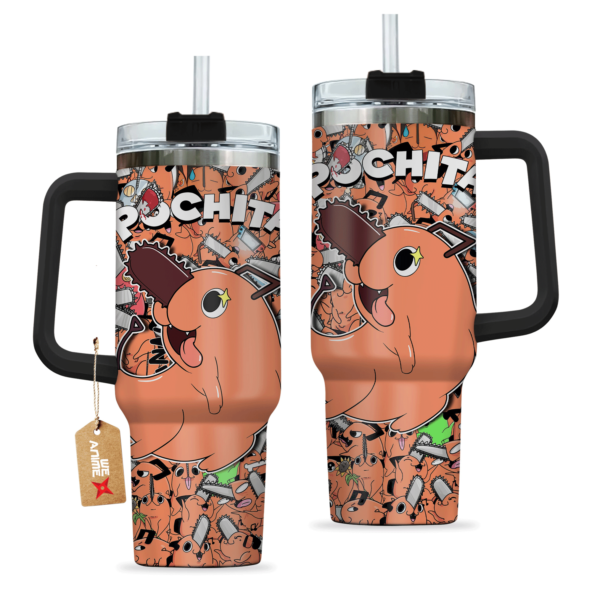 Pochita 40oz Tumbler Cup With Handle Anime Cup