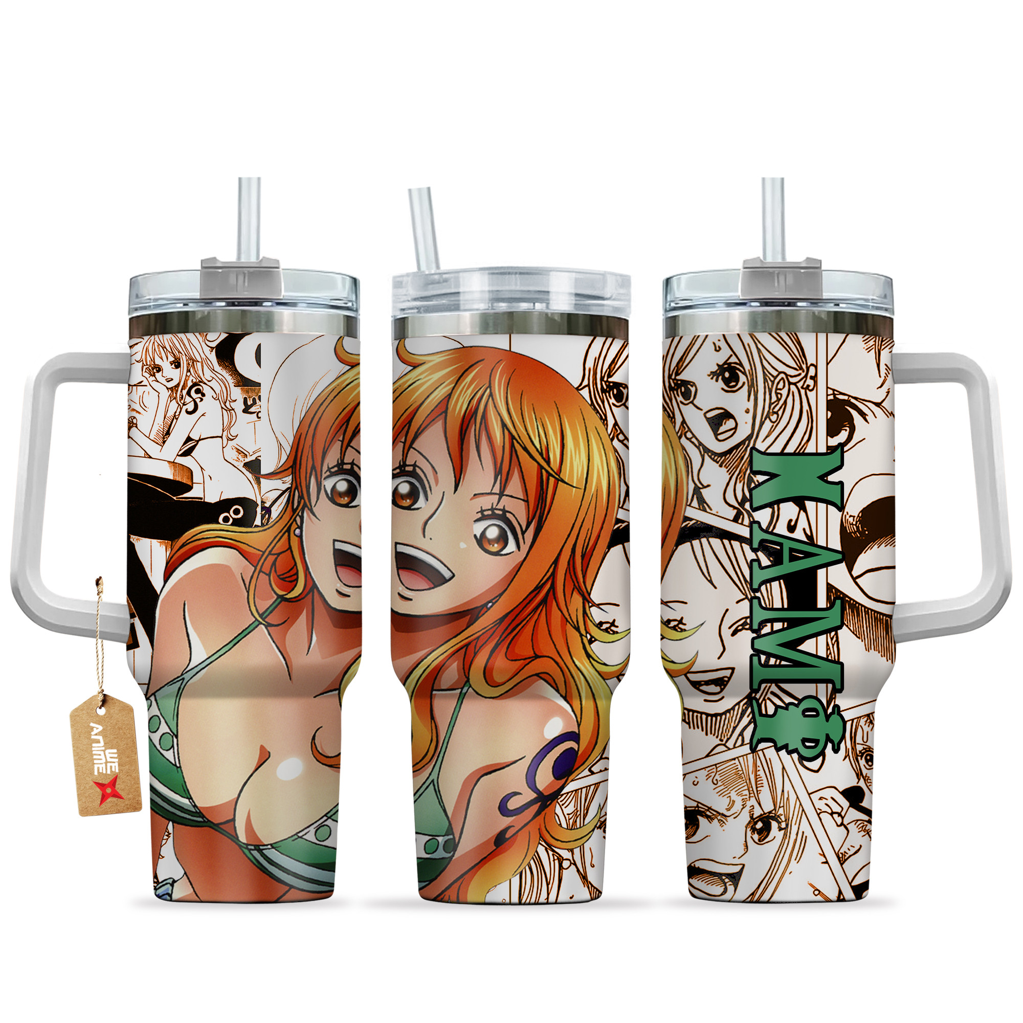 Nami Anime 40oz Tumbler Cup With Handle Manga Art Name