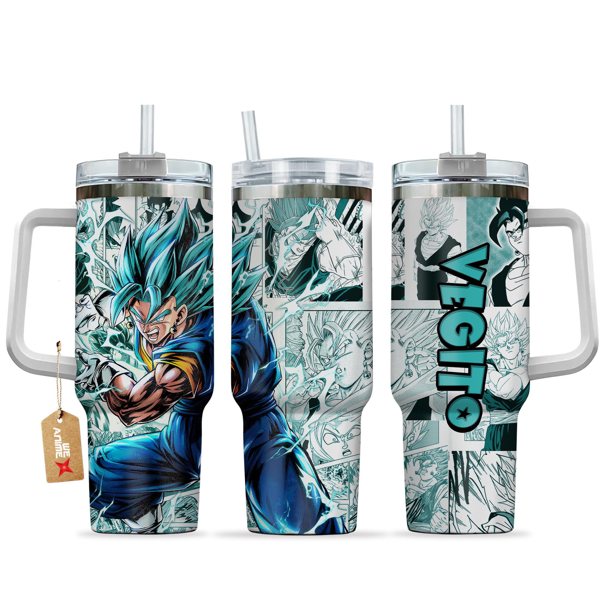 Vegito Anime 40oz Tumbler Cup With Handle Manga Art Name
