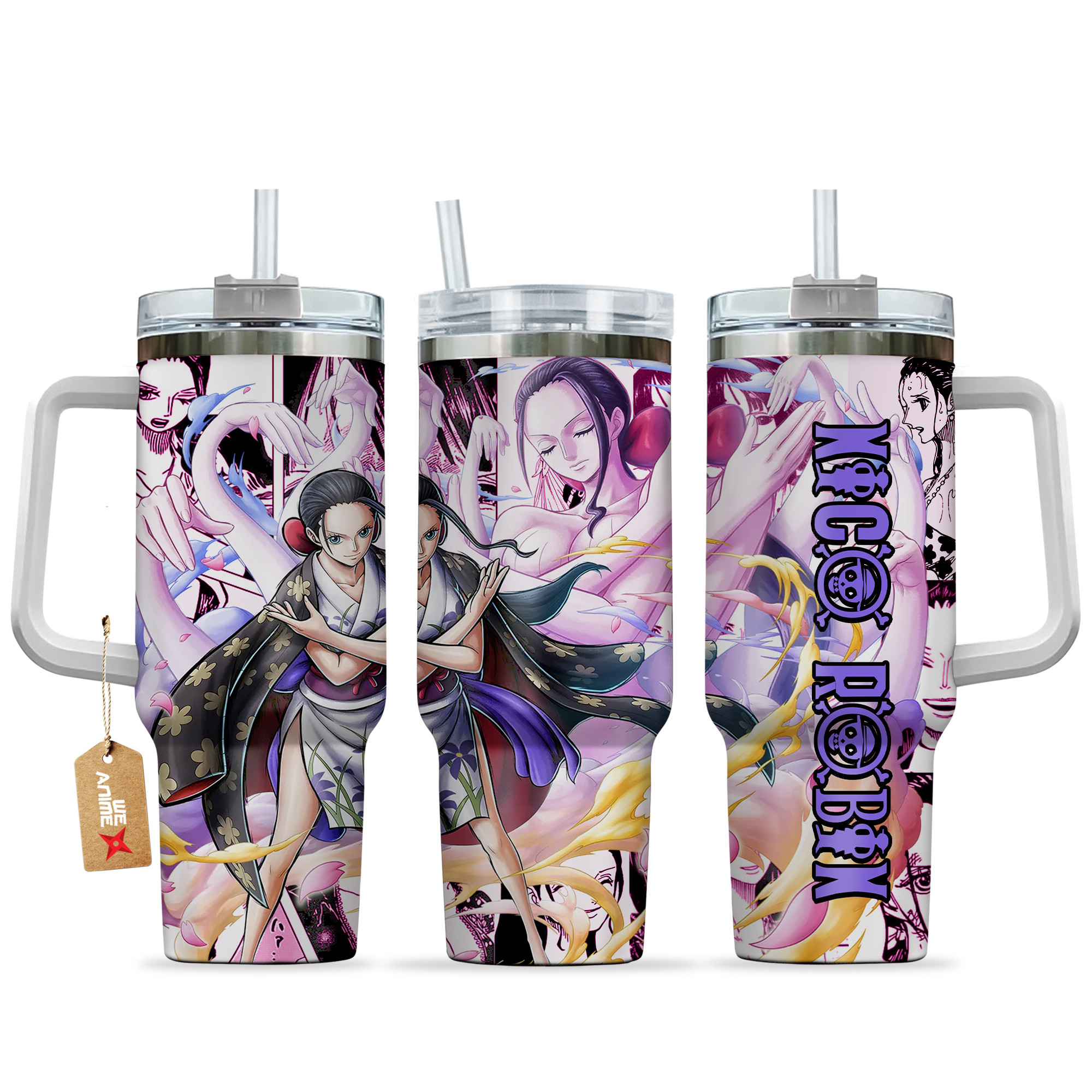 Nico Robin Anime 40oz Tumbler Cup With Handle Manga Art Name