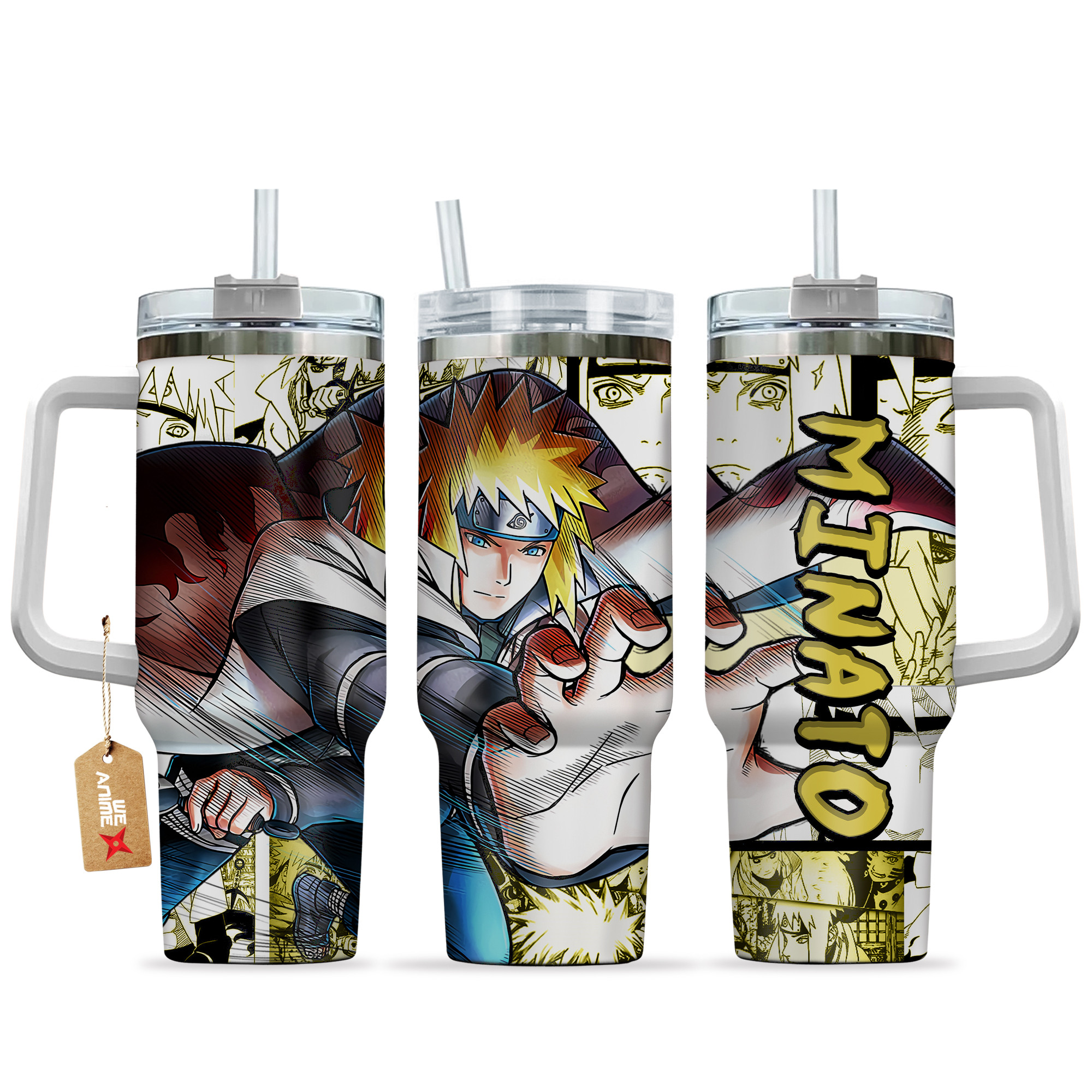 Minato Namikaze Anime 40oz Tumbler Cup With Handle Manga Art Name