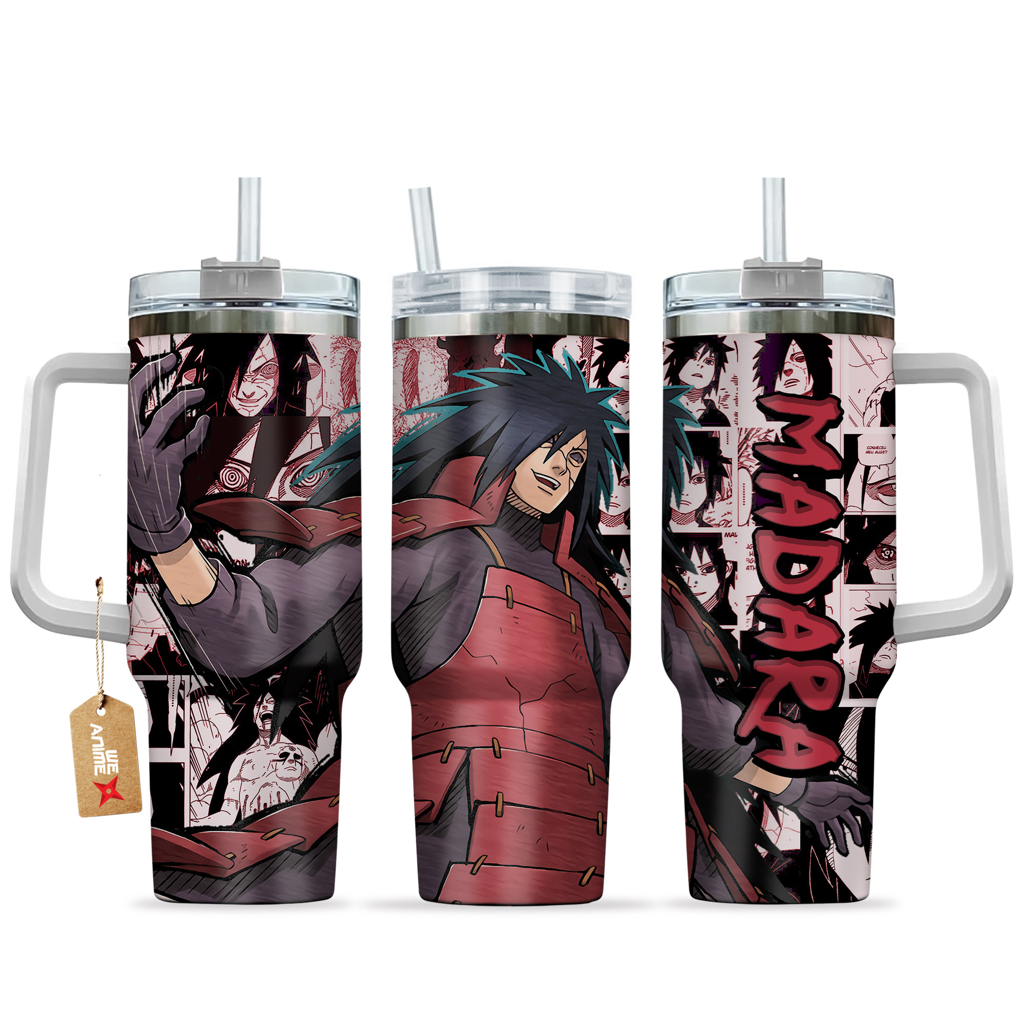 Madara Uchiha Anime 40oz Tumbler Cup With Handle Manga Art Name