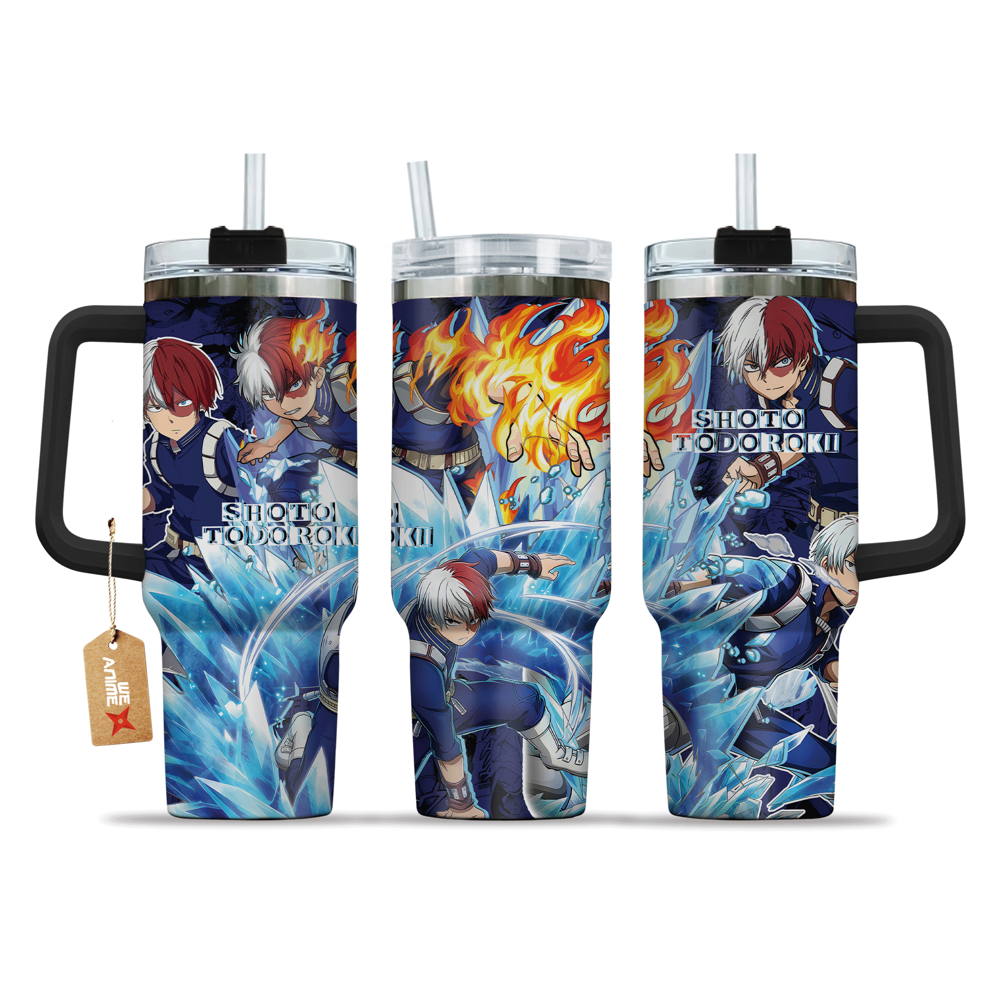 Shoto Todoroki 40oz Tumbler Cup With Handle Anime Cup