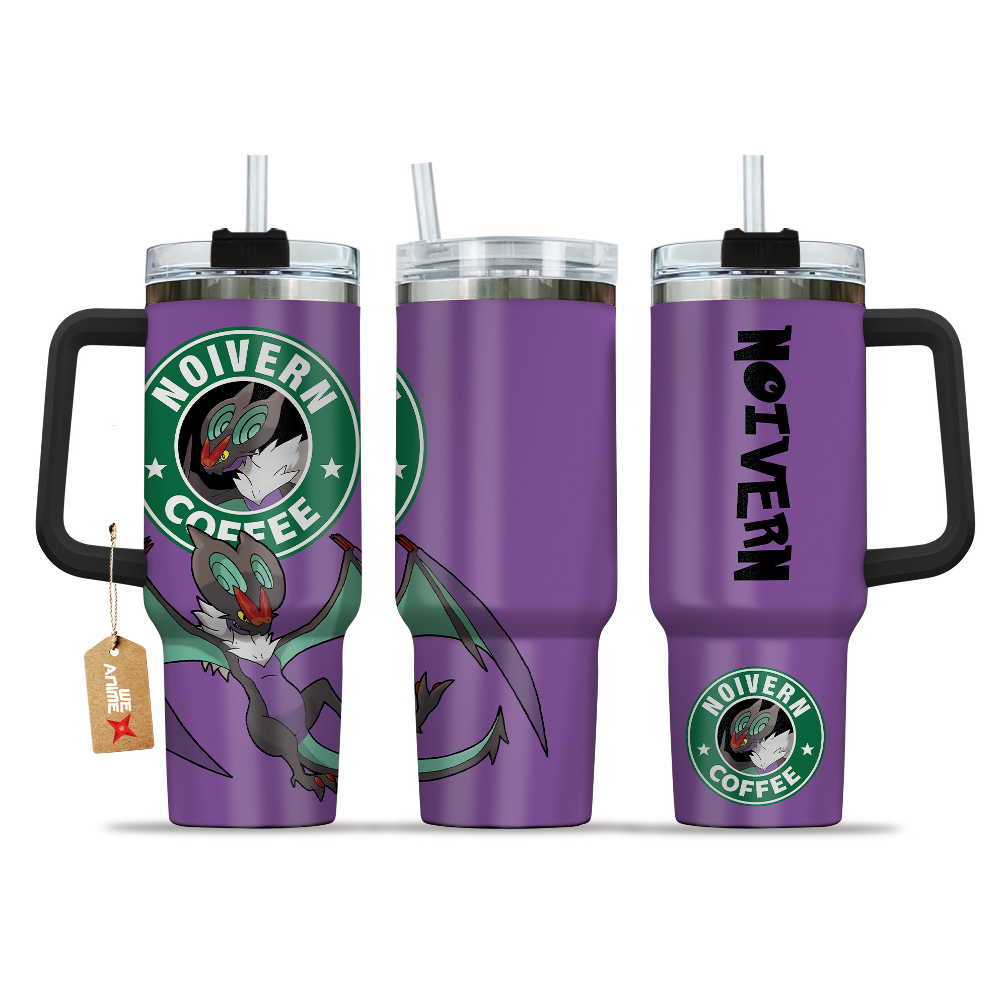 Pokemon Noivern Coffee 40oz Tumbler Cup With Handle Anime Accessories