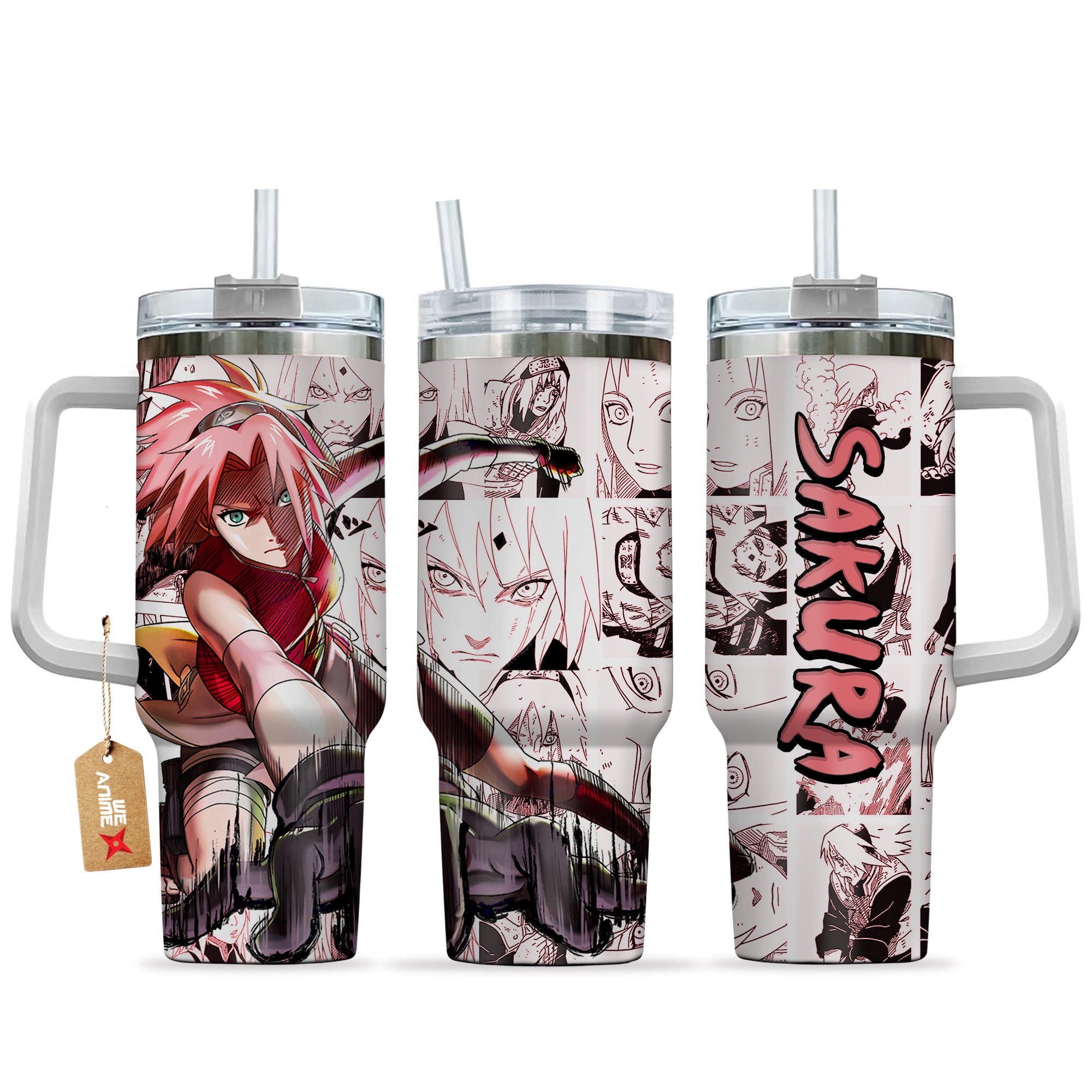 Sakura Haruno Anime 40oz Tumbler Cup With Handle Manga Art Name
