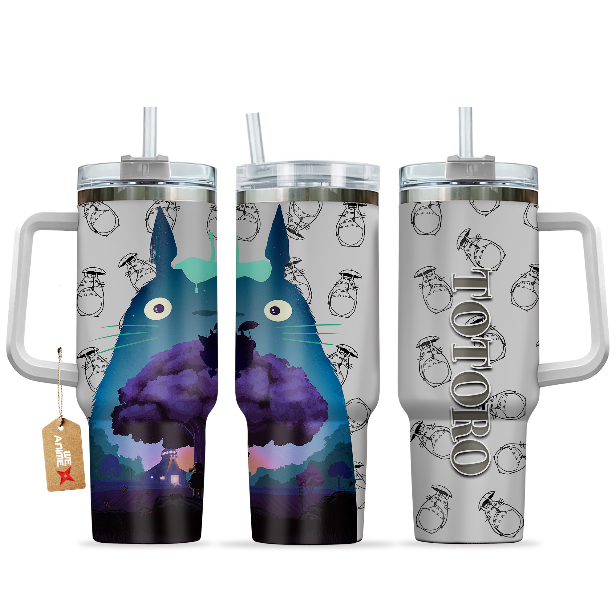 Totoro 40oz Tumbler Cup With Handle Mix Pattern