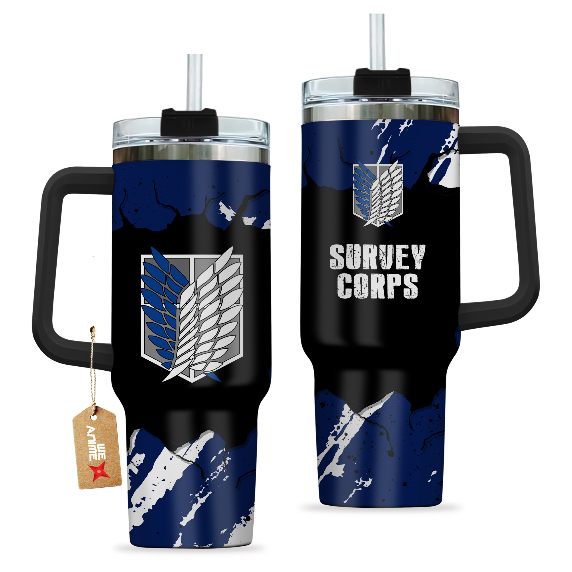 Survey Corps 40oz Tumbler Cup With Handle Anime Cup