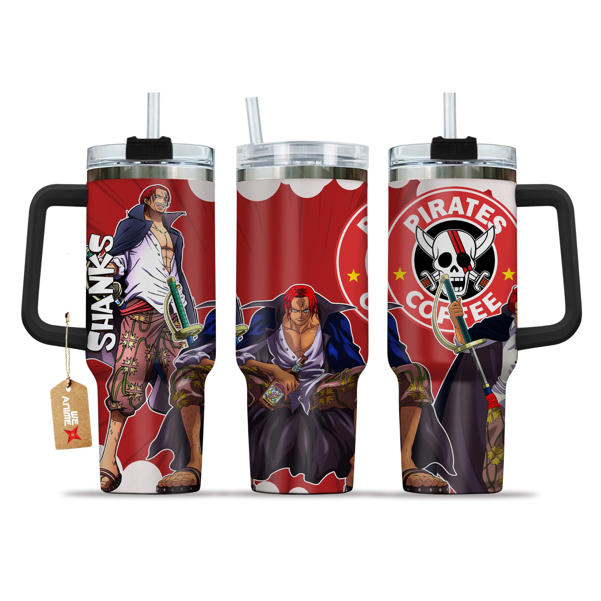 Shanks Name Coffee 40oz Tumbler Cup With Handle Anime