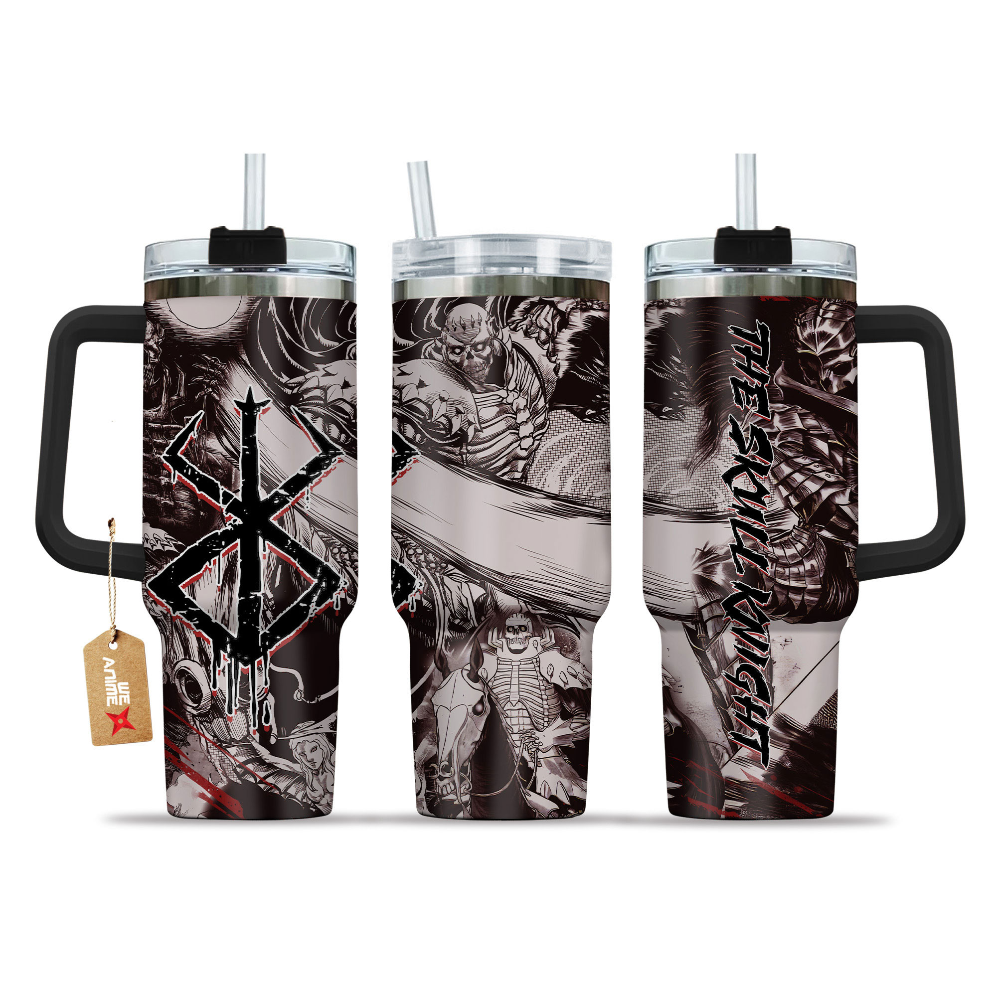 Skull Knight Anime 40oz Tumbler Cup With Handle Name