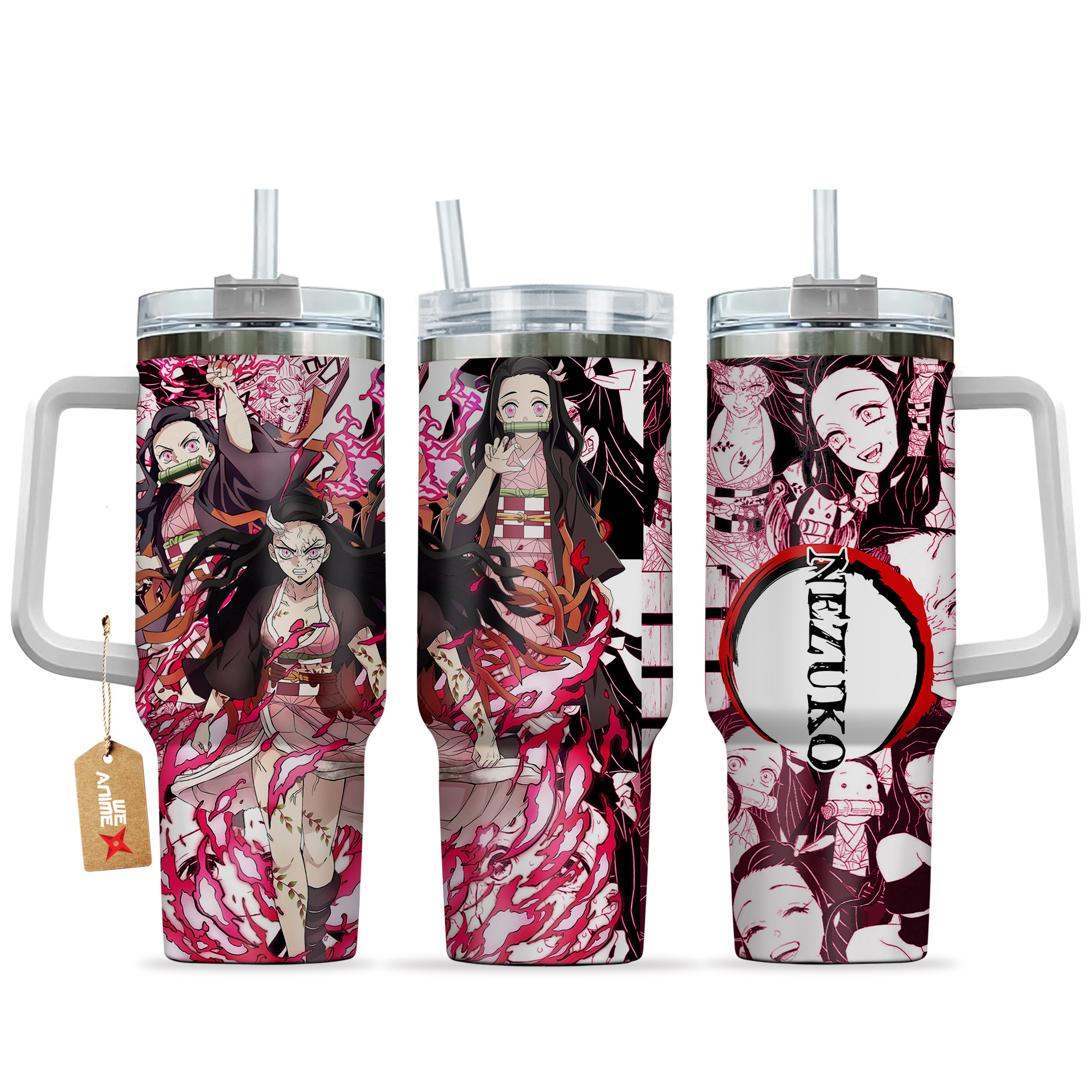 Nezuko Kamado 40oz Tumbler Cup With Handle Manga Art