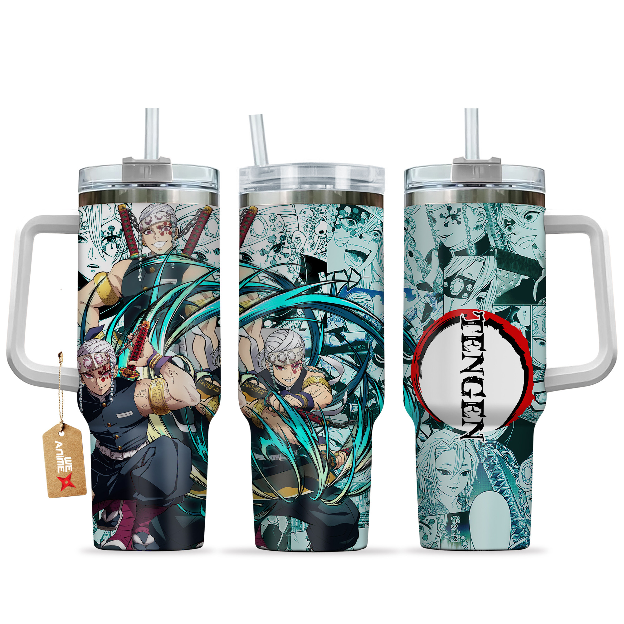 Tengen Uzui 40oz Tumbler Cup With Handle Manga Art