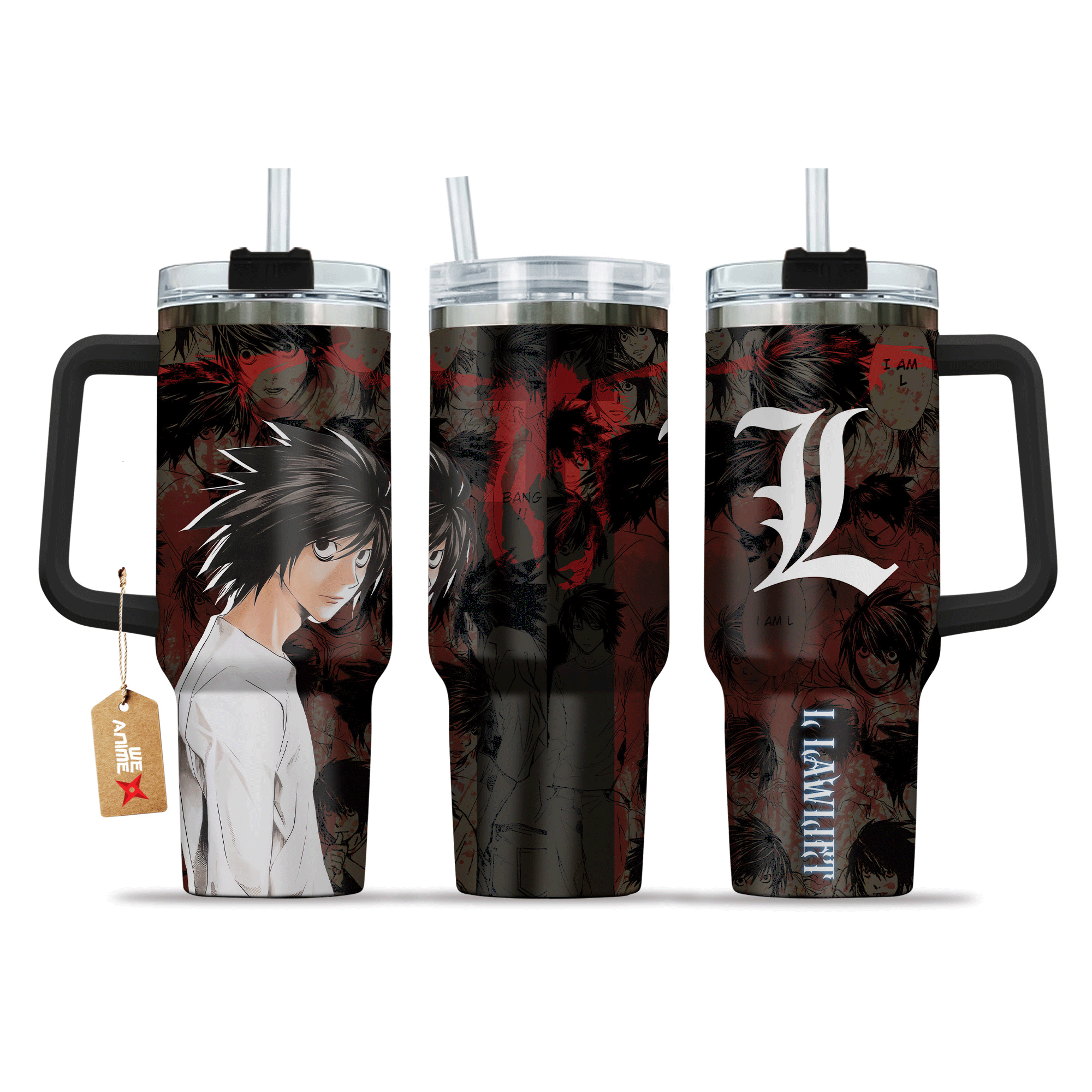 L Lawliet 40oz Tumbler Cup With Handle Anime Cup