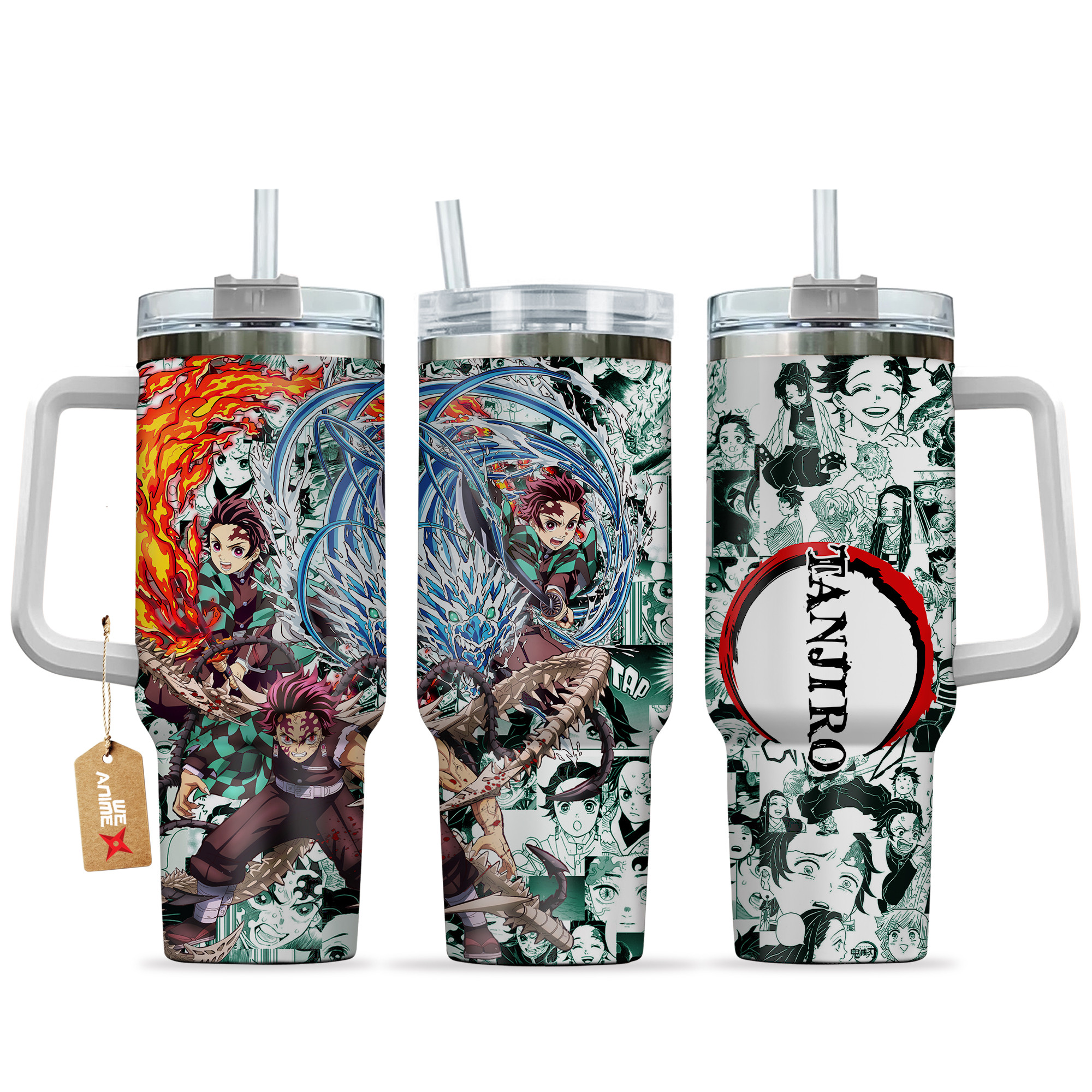 Tanjiro Kamado 40oz Tumbler Cup With Handle Manga Art