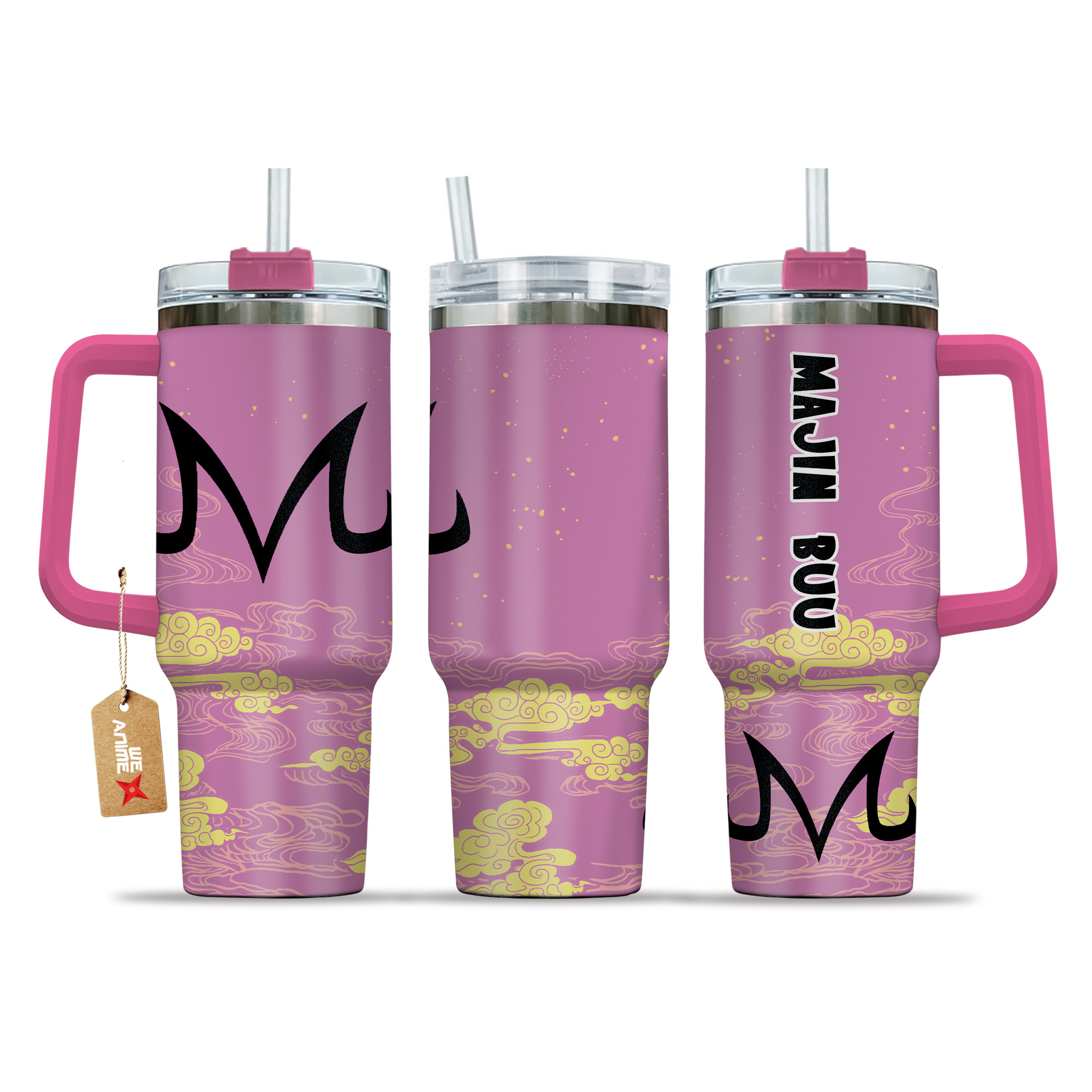 Majin Buu Demon Mark 40oz Tumbler Cup With Handle Name Anime Accessories