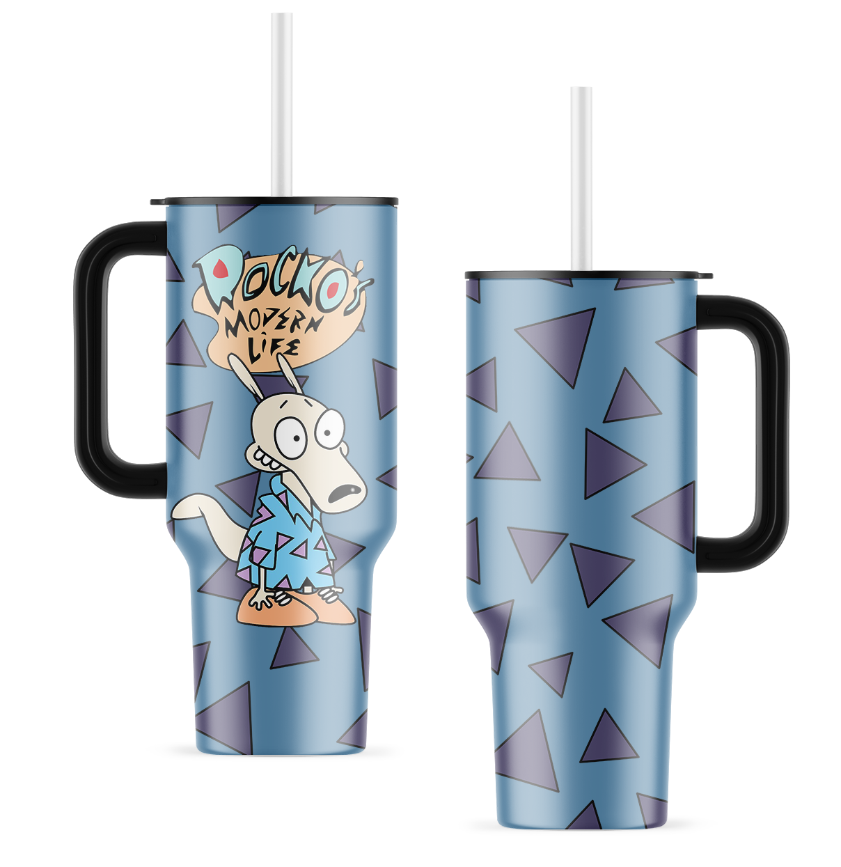 Rockos Modern Life Coffee 40oz Tumbler With Handle | Exclusive Design