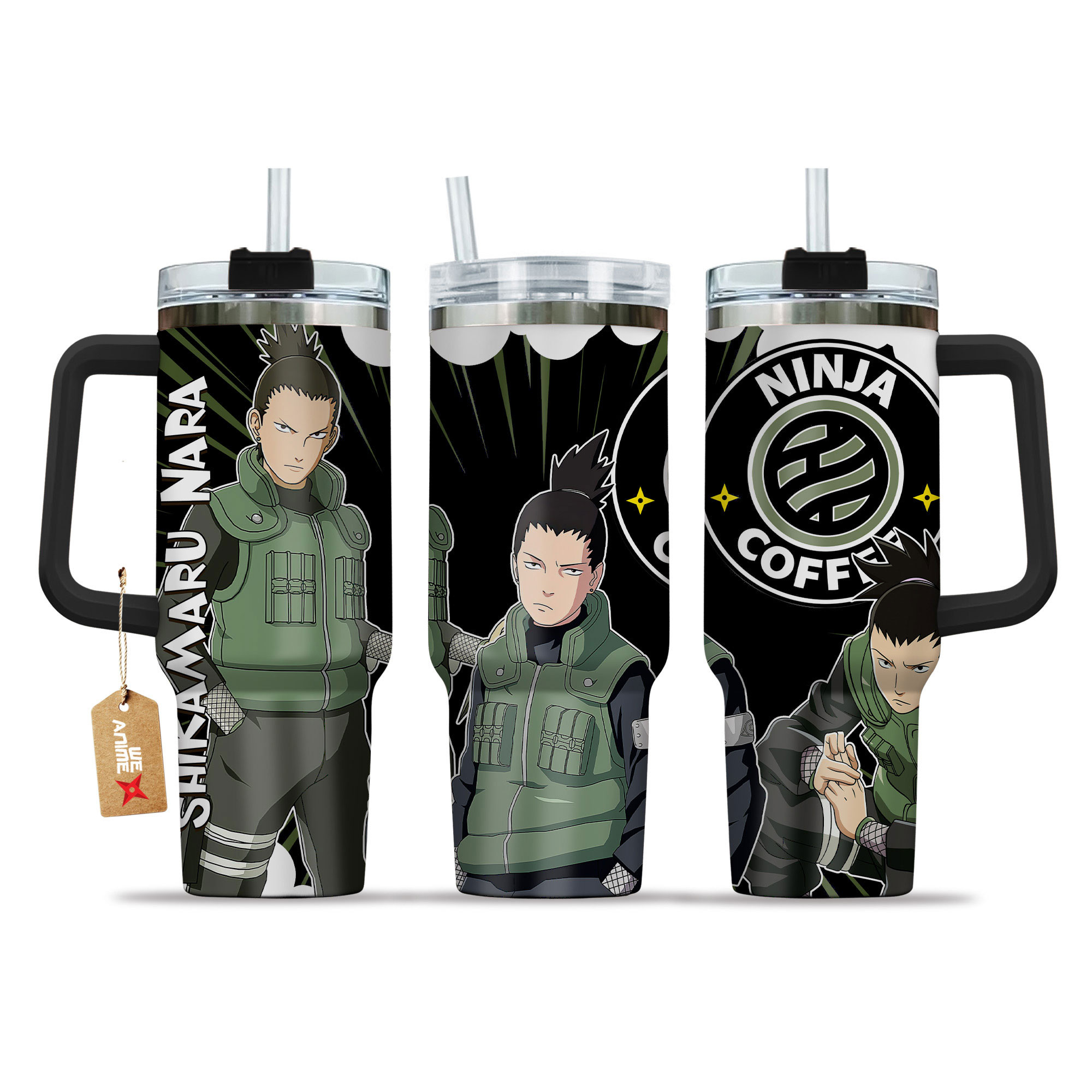 Shikamaru Nara Coffee 40oz Tumbler Cup With Handle