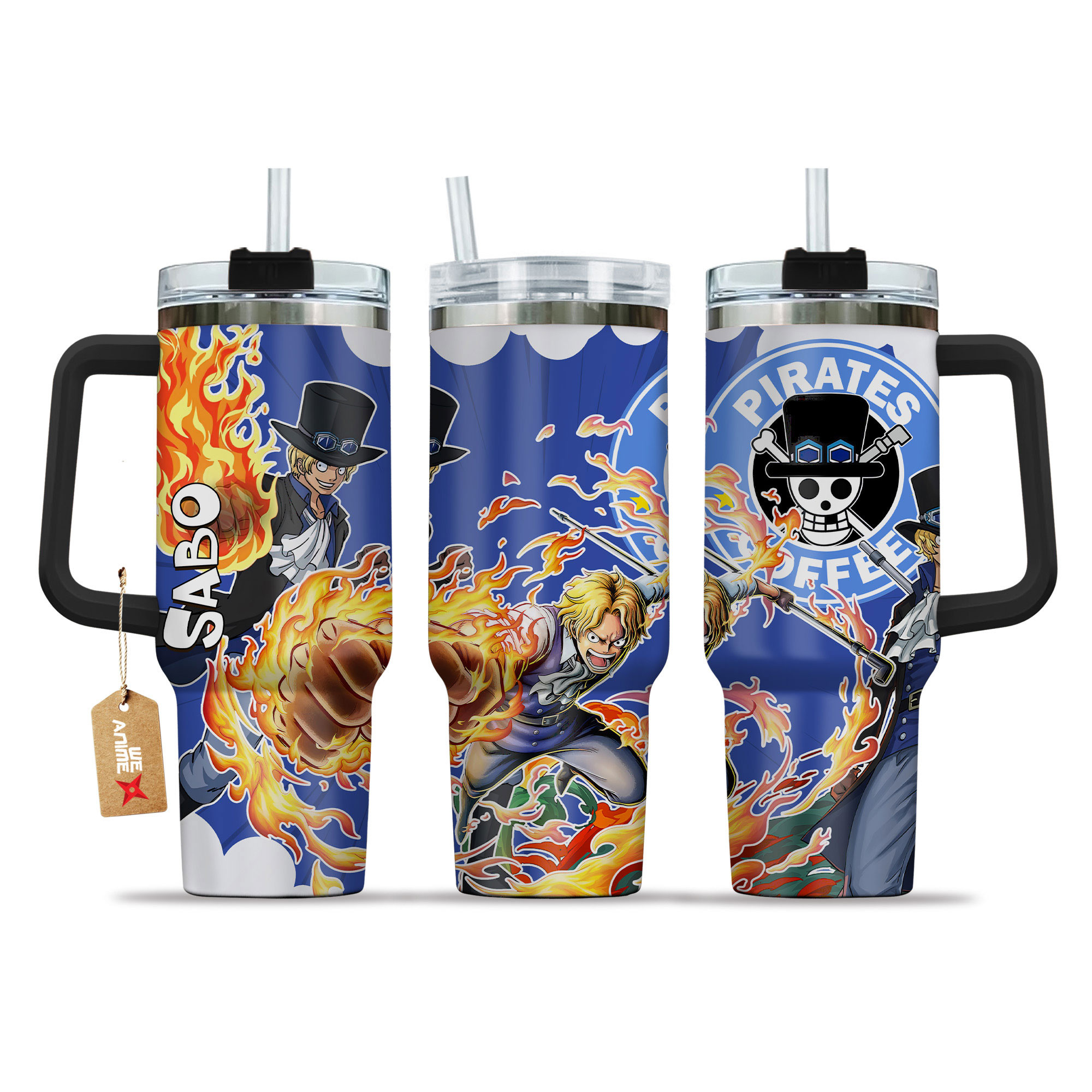Sabo Name Coffee 40oz Tumbler Cup With Handle Anime