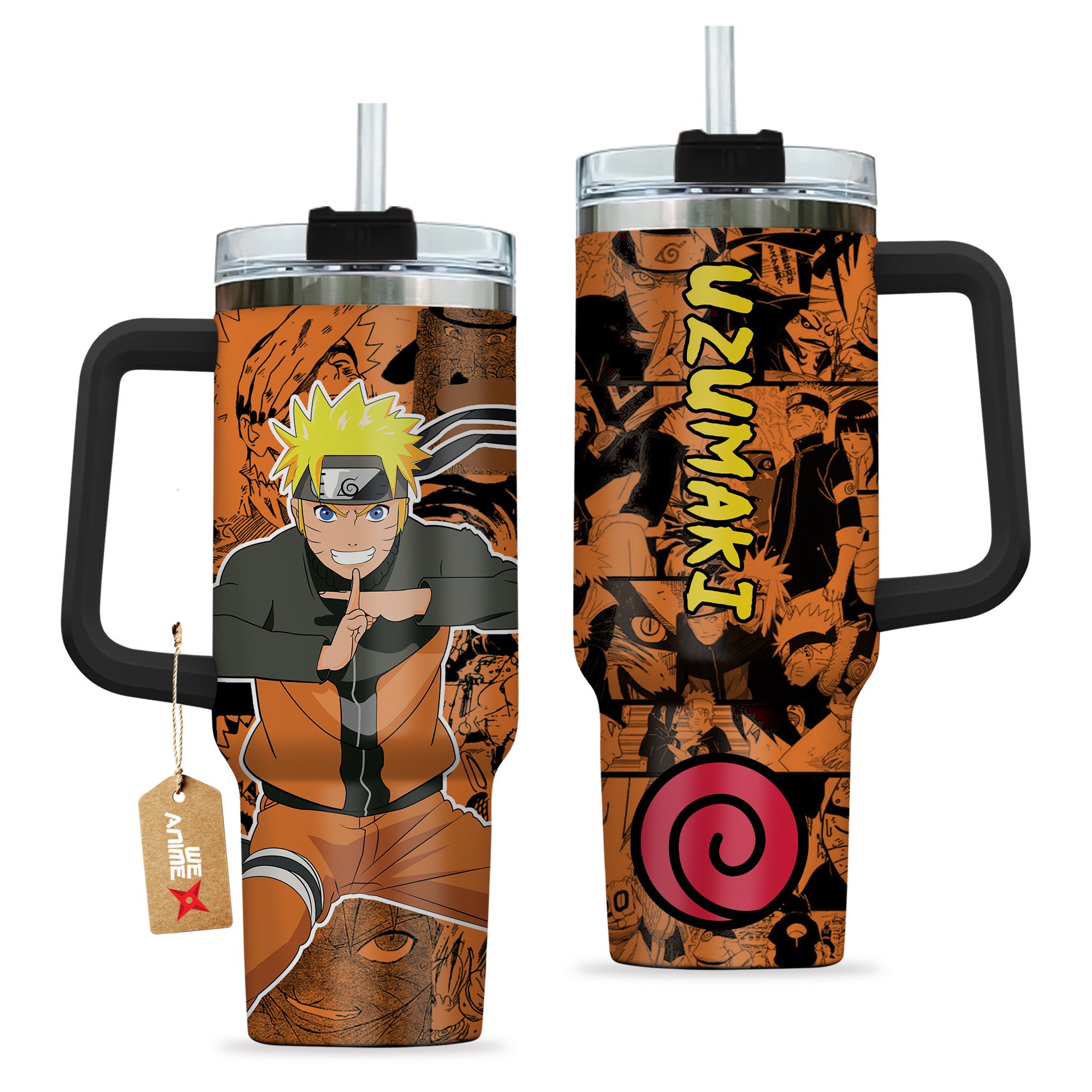 Uzumaki 40oz Tumbler Cup Handle Anime