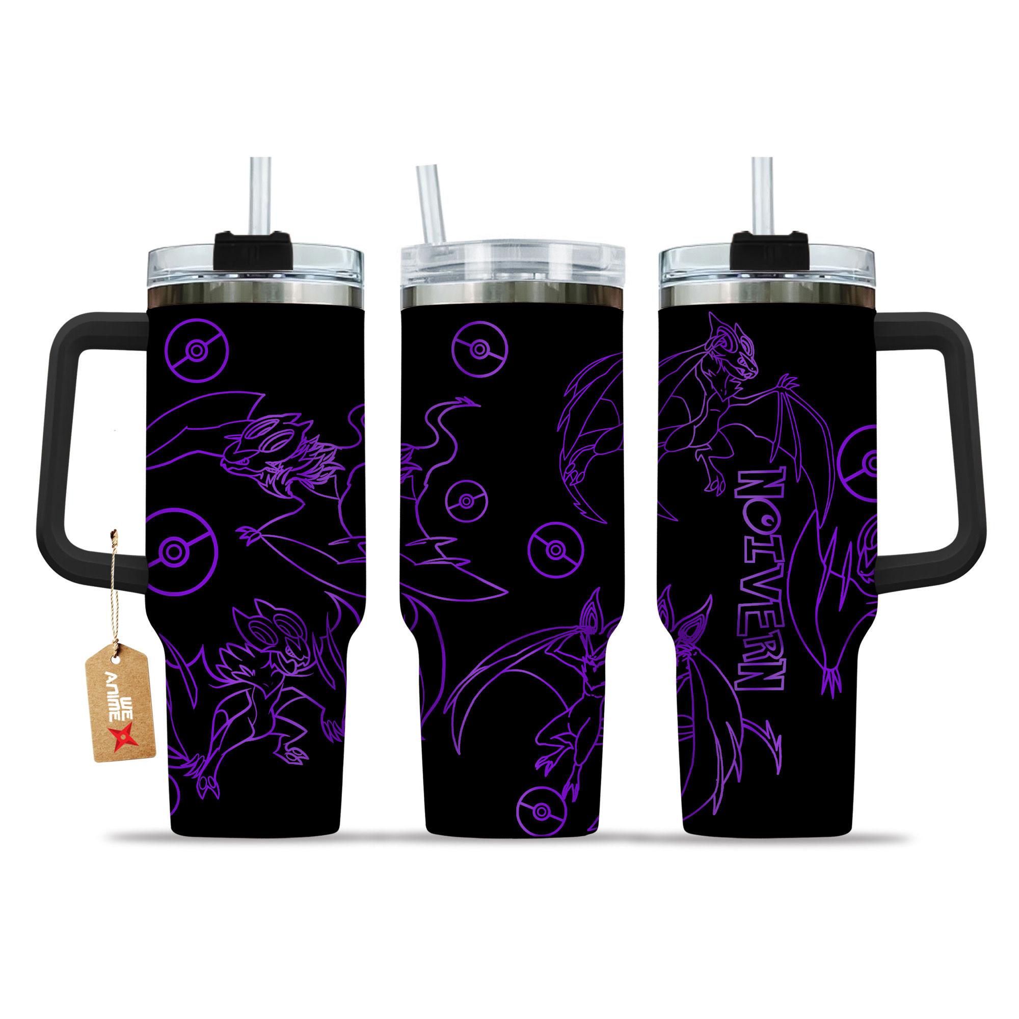 Noivern 40oz Tumbler Cup With Handle Name