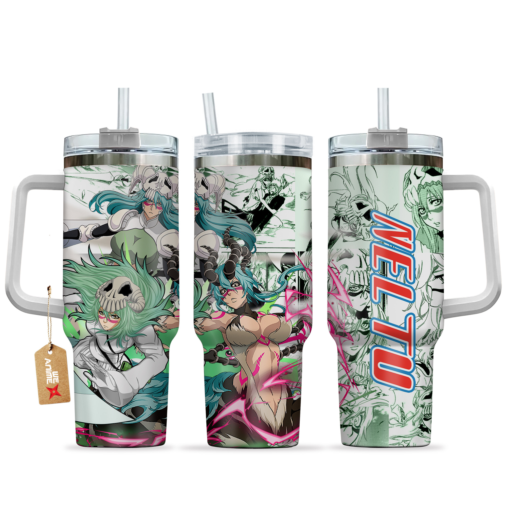 Nel Tu 40oz Tumbler Cup With Handle Manga Art