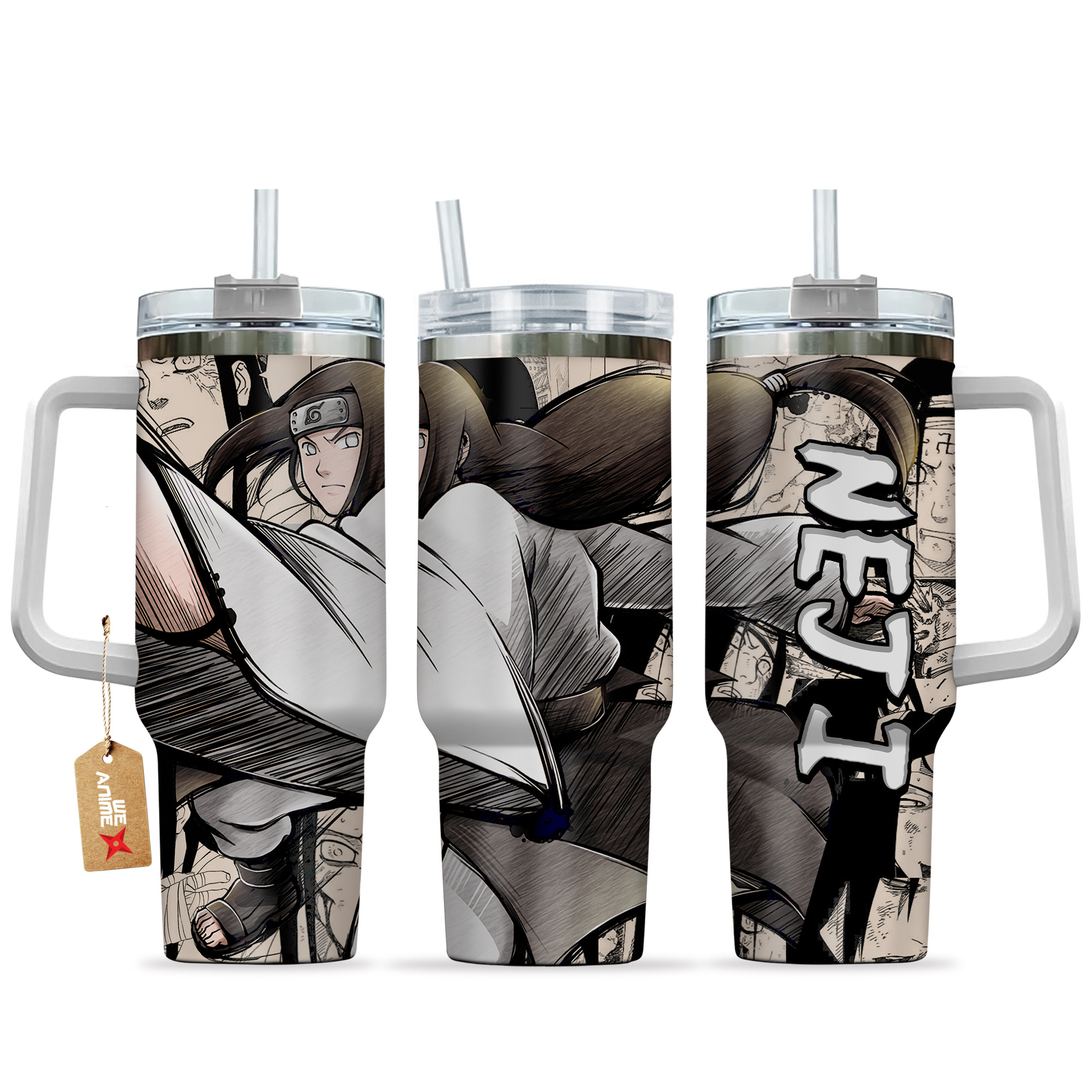 Neji Hyuga Anime 40oz Tumbler Cup With Handle Manga Art Name