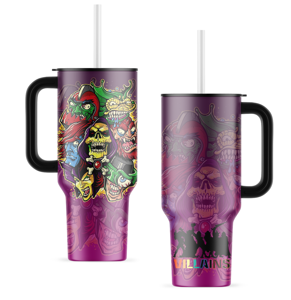The Villains Masters Of The Universe Coffee 40oz Tumbler With Handle | Exclusive Design