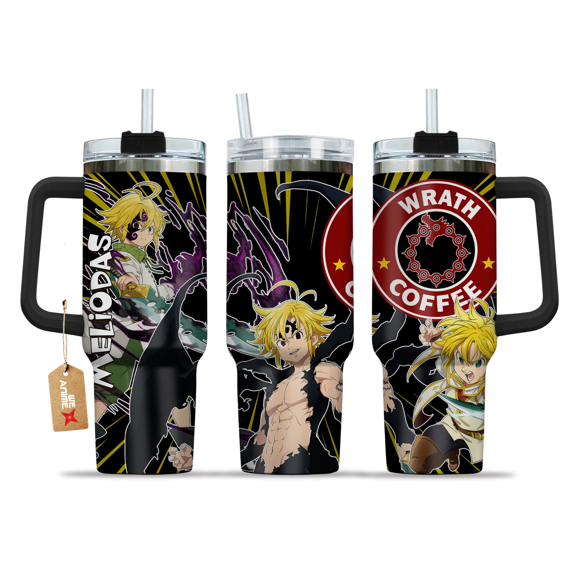 Meliodas Coffee 40oz Tumbler Cup With Handle