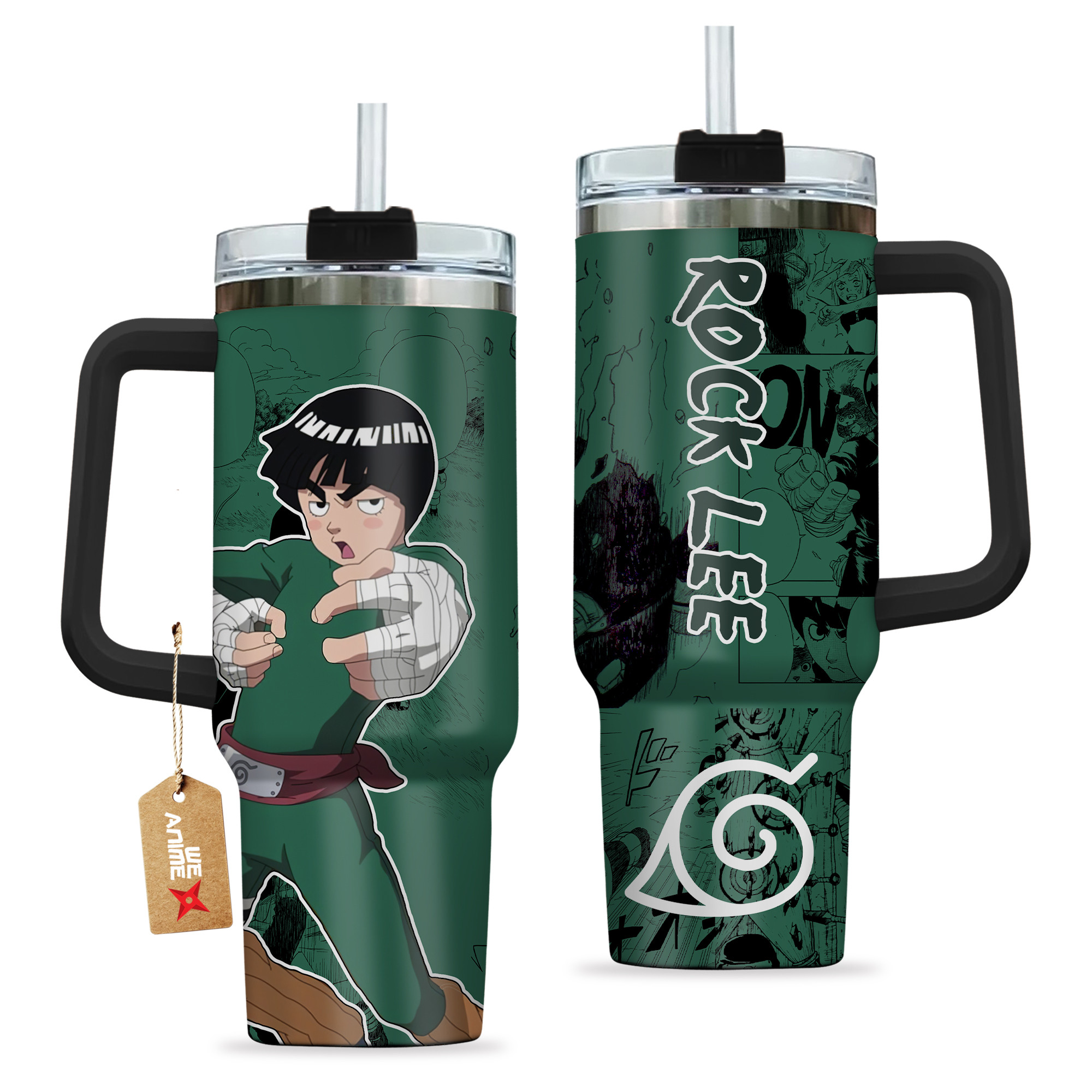 Rock Lee 40oz Tumbler Cup Handle Anime