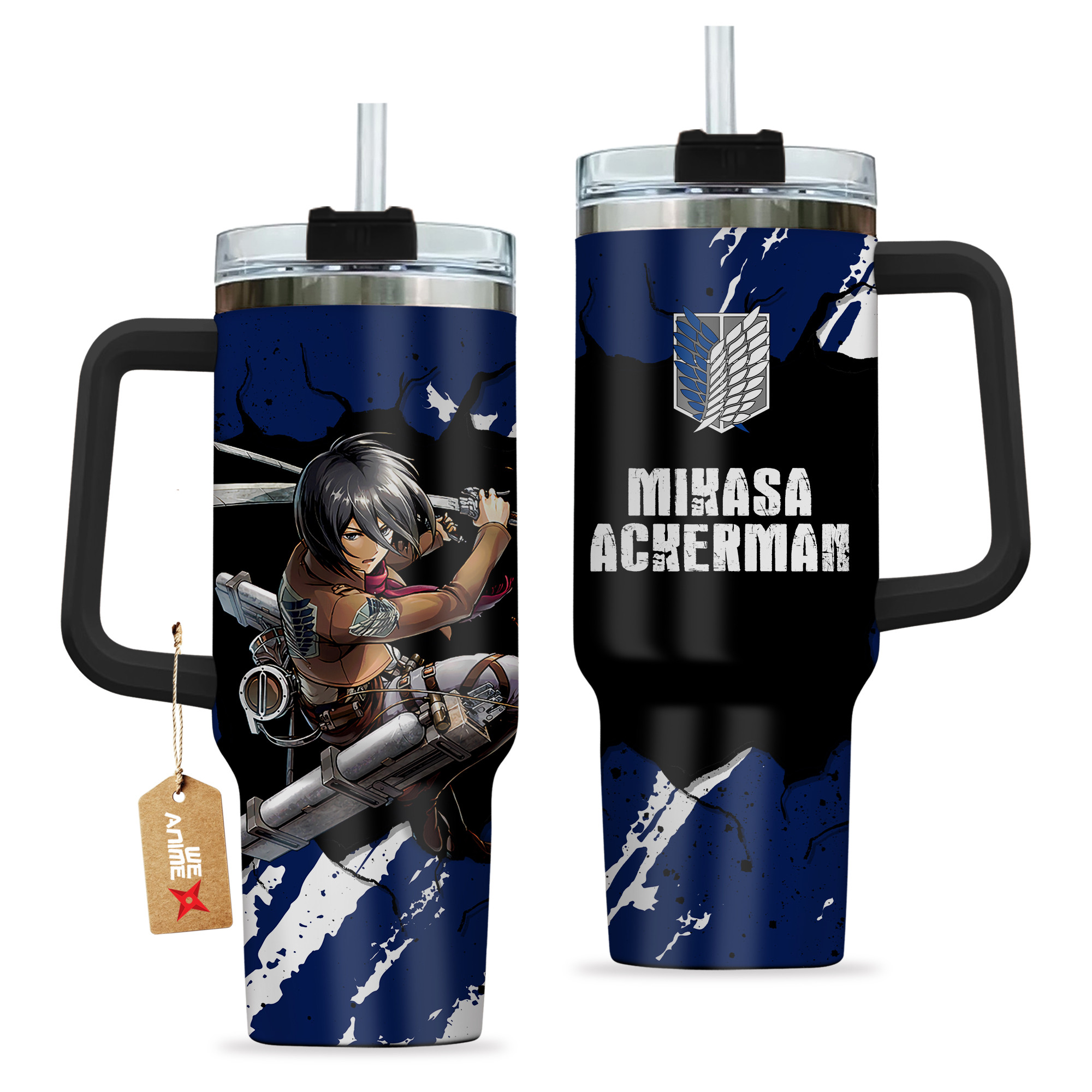Mikasa Ackerman 40oz Tumbler Cup With Handle Anime Cup