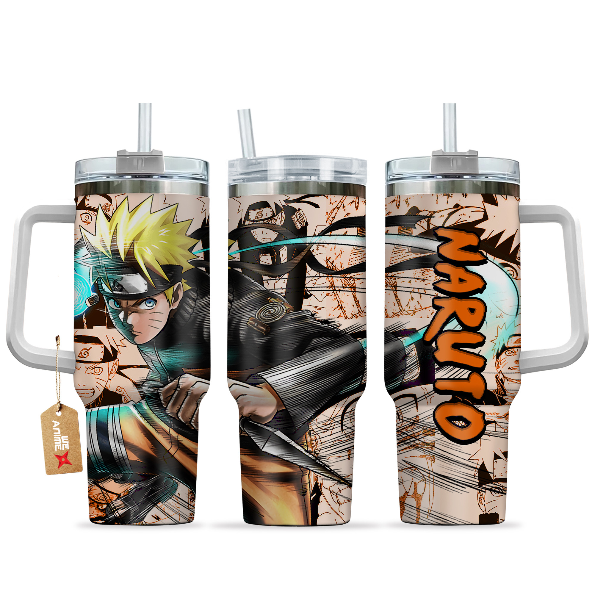 Uzumaki NRT Anime 40oz Tumbler Cup With Handle Manga Art Name
