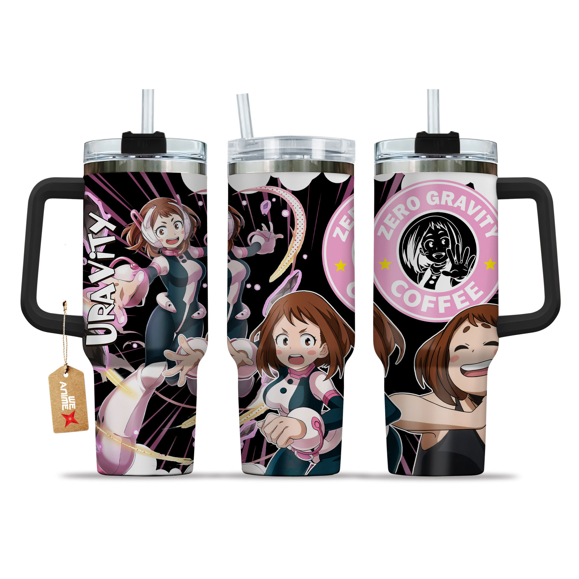 Ochako Uraraka (Uravity) Coffee 40oz Tumbler Cup With Handle