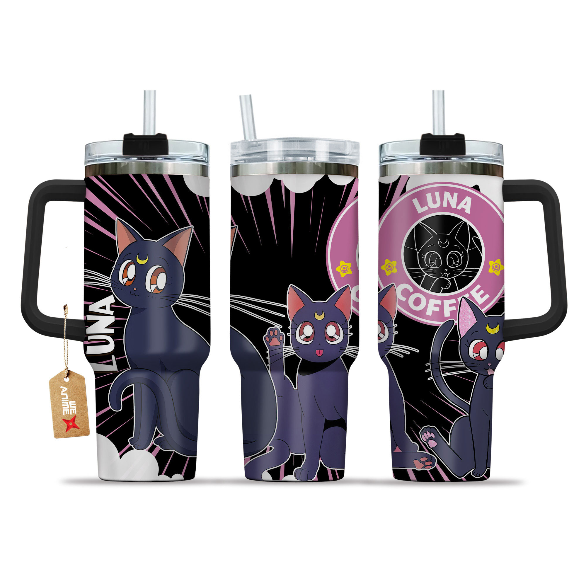 Luna Coffee 40oz Tumbler Cup With Handle