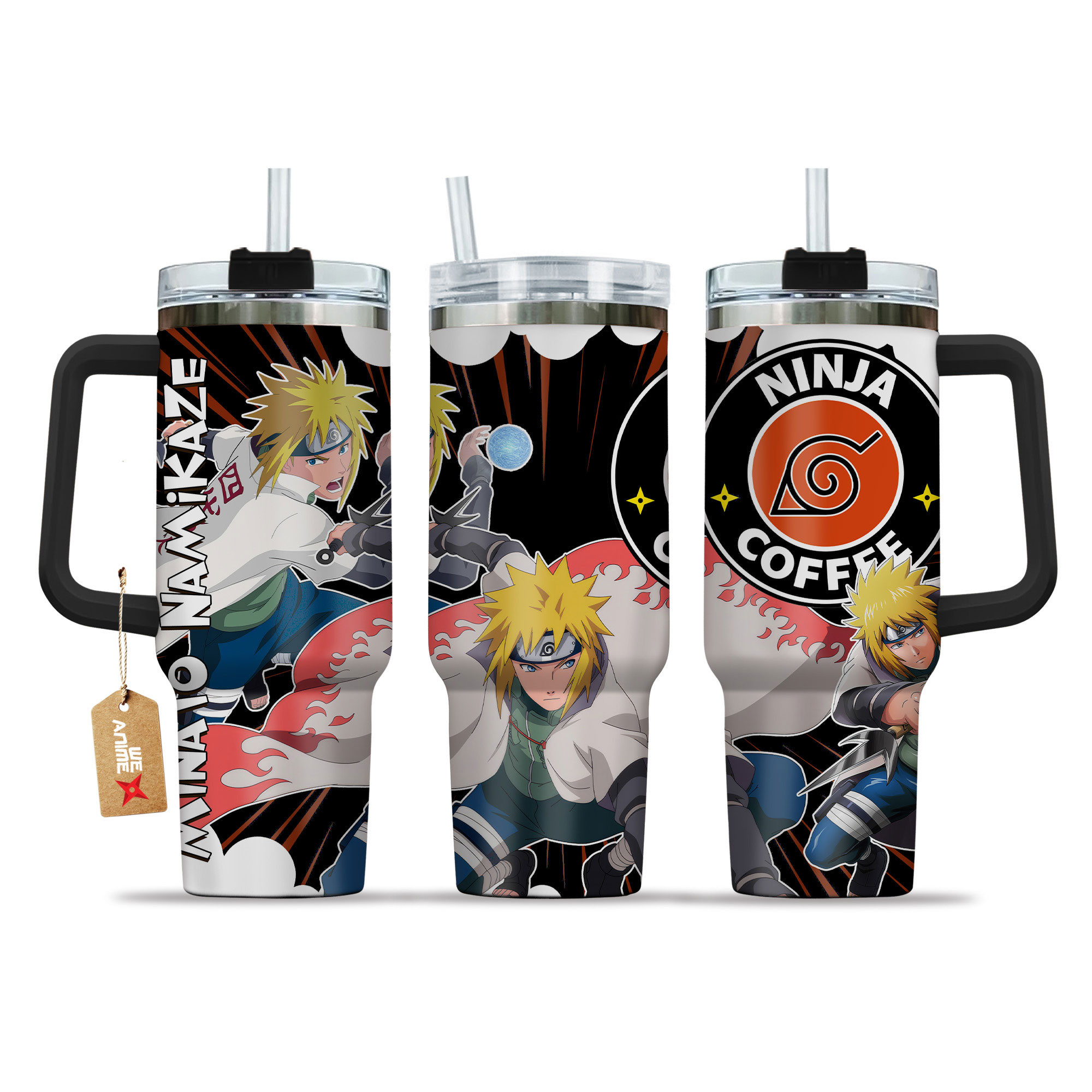 Minato Namikaze Coffee 40oz Tumbler Cup With Handle