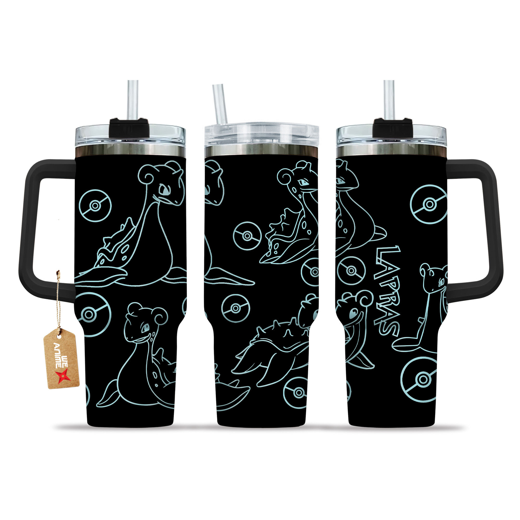 Lapras 40oz Tumbler Cup With Handle Name