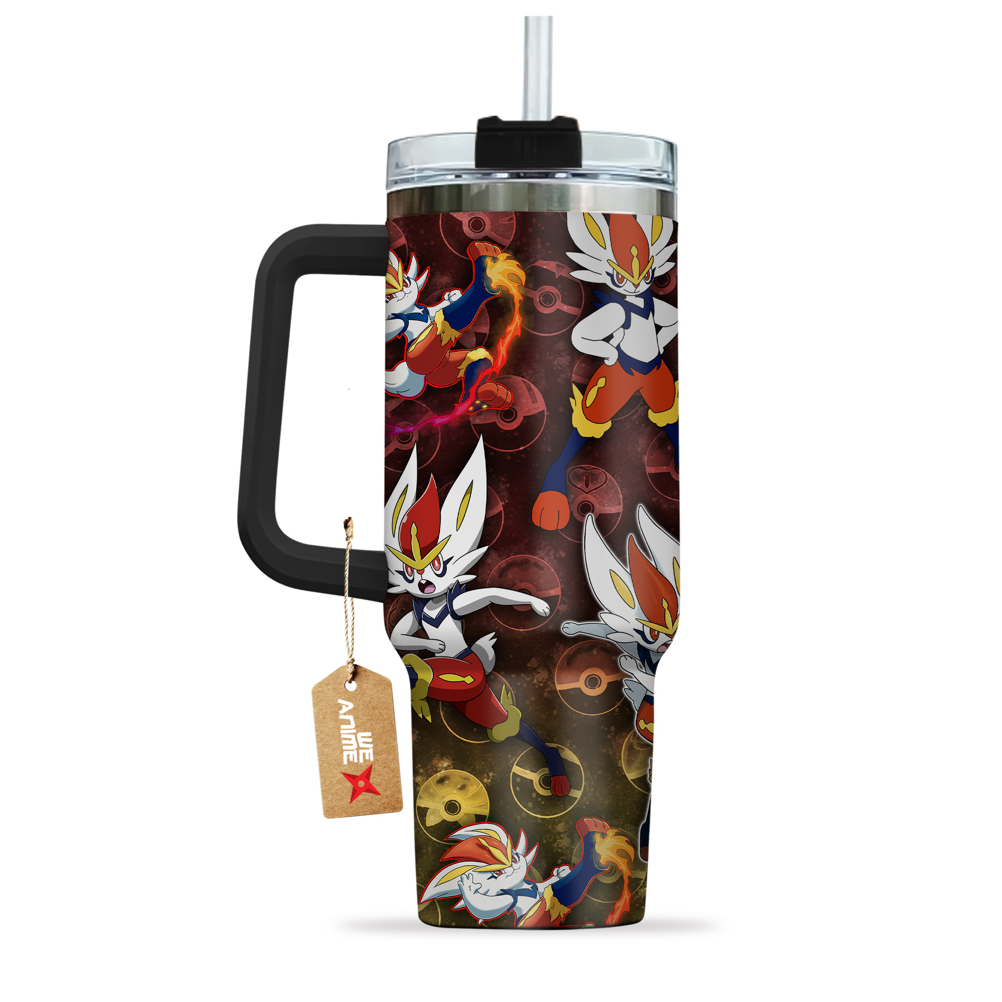 Pokemon Cinderace 40oz Tumbler Cup With Handle Anime Cup