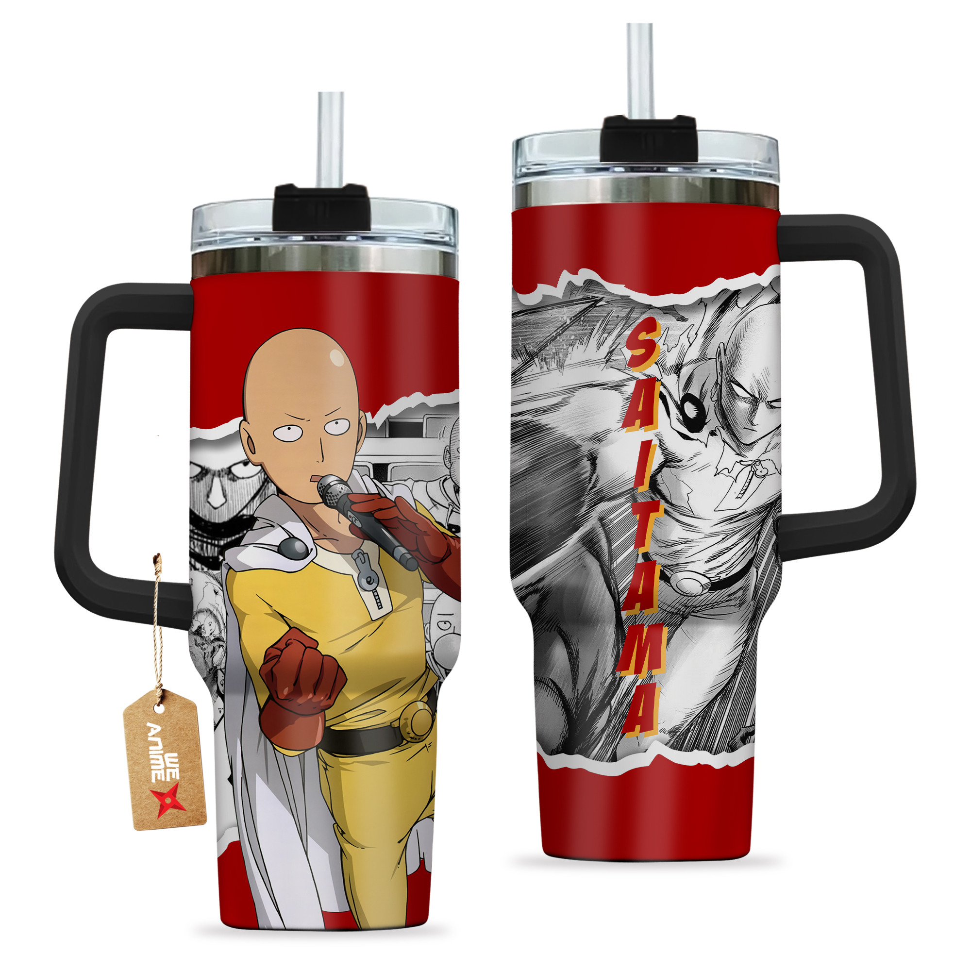 Saitama 40oz Tumbler Cup With Handle Anime Cup