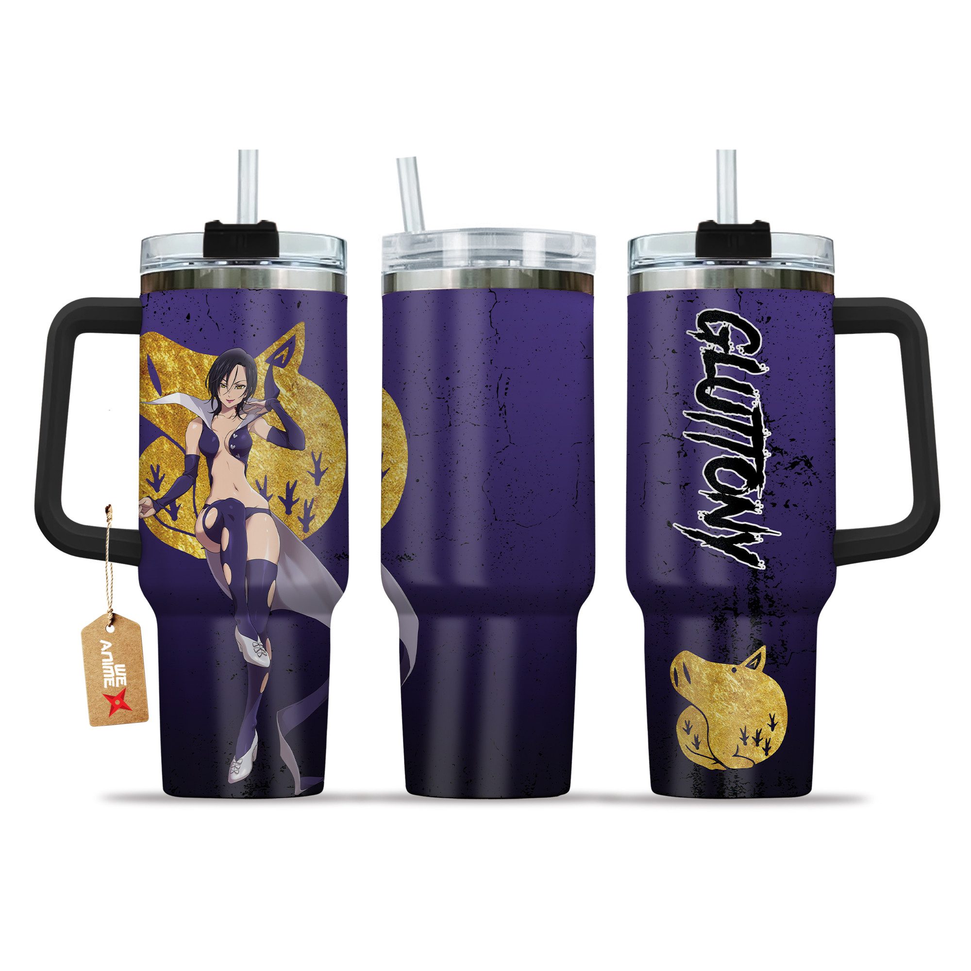 Merlin Boars Sin of Gluttony 40oz Tumbler Cup With Handle Anime Cup